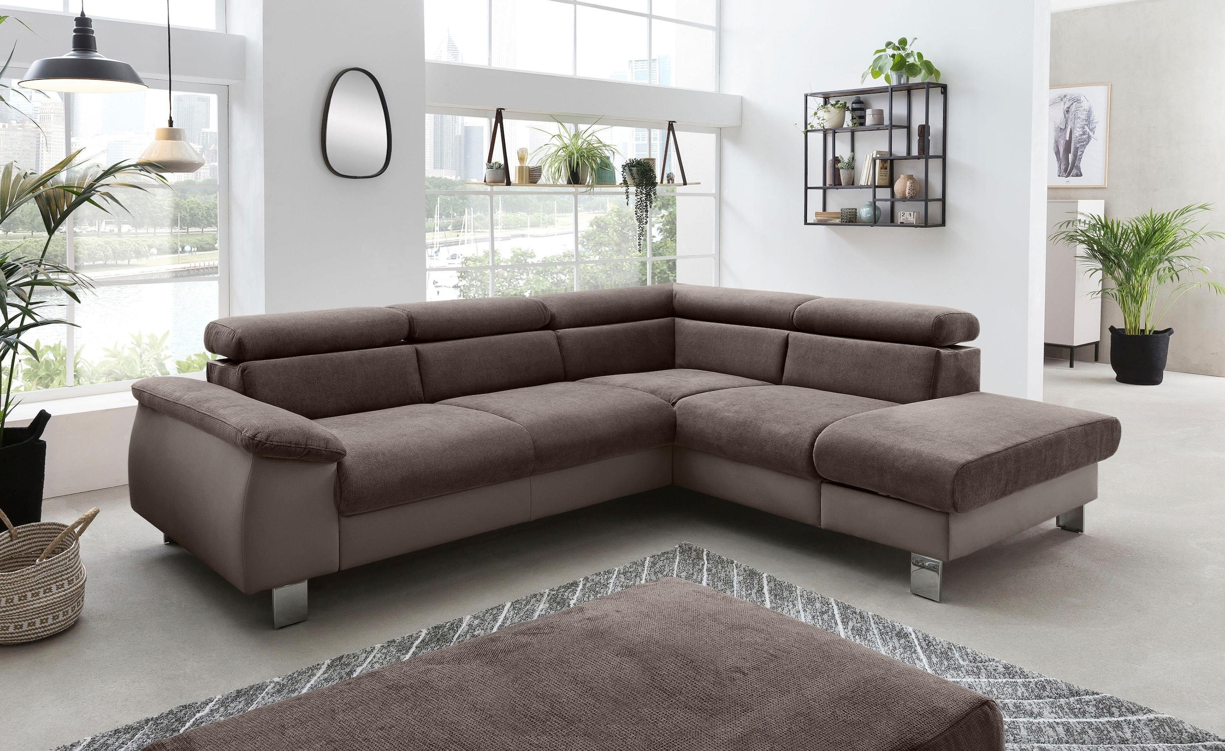 COTTA Ecksofa "Komaris L-Form, B: 249 cm" mit Kopfteilverstellung, optional günstig online kaufen