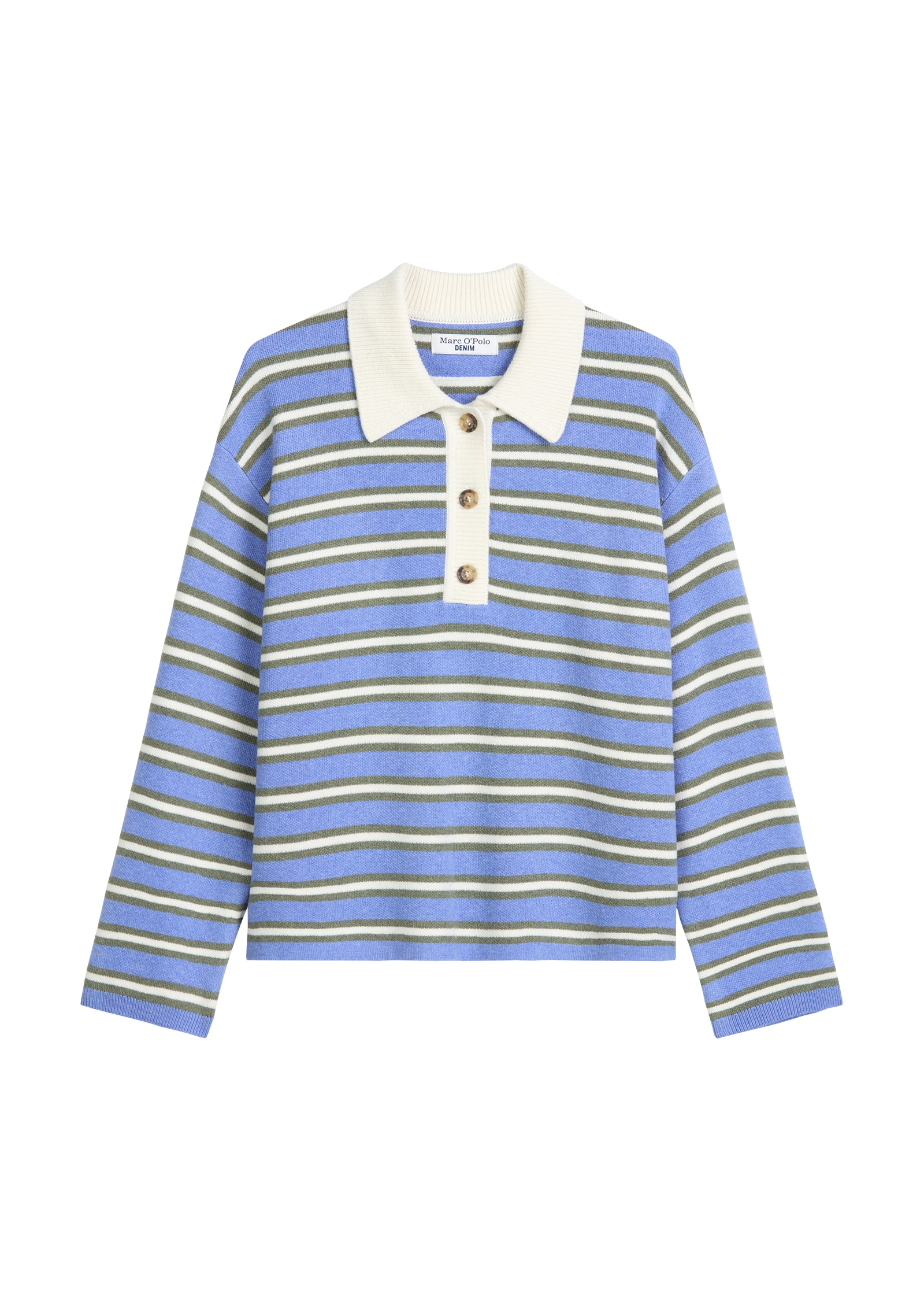 Marc O'Polo DENIM Strickpullover, regular fit aus softem Schurwolle-Viskose-Mix, gestreift