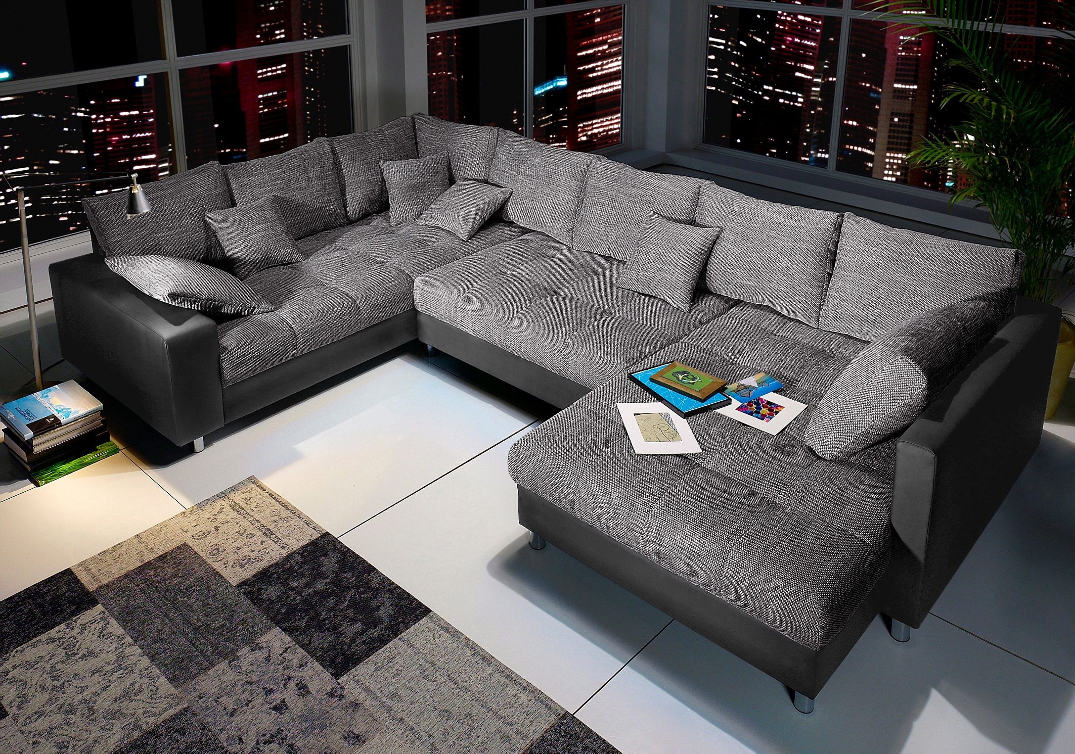 Mr. Couch Wohnlandschaft "Tobi U-Form", wahlweise mit Kaltschaum (140kg Belastung/Sitz) und RGB-Beleuchtung