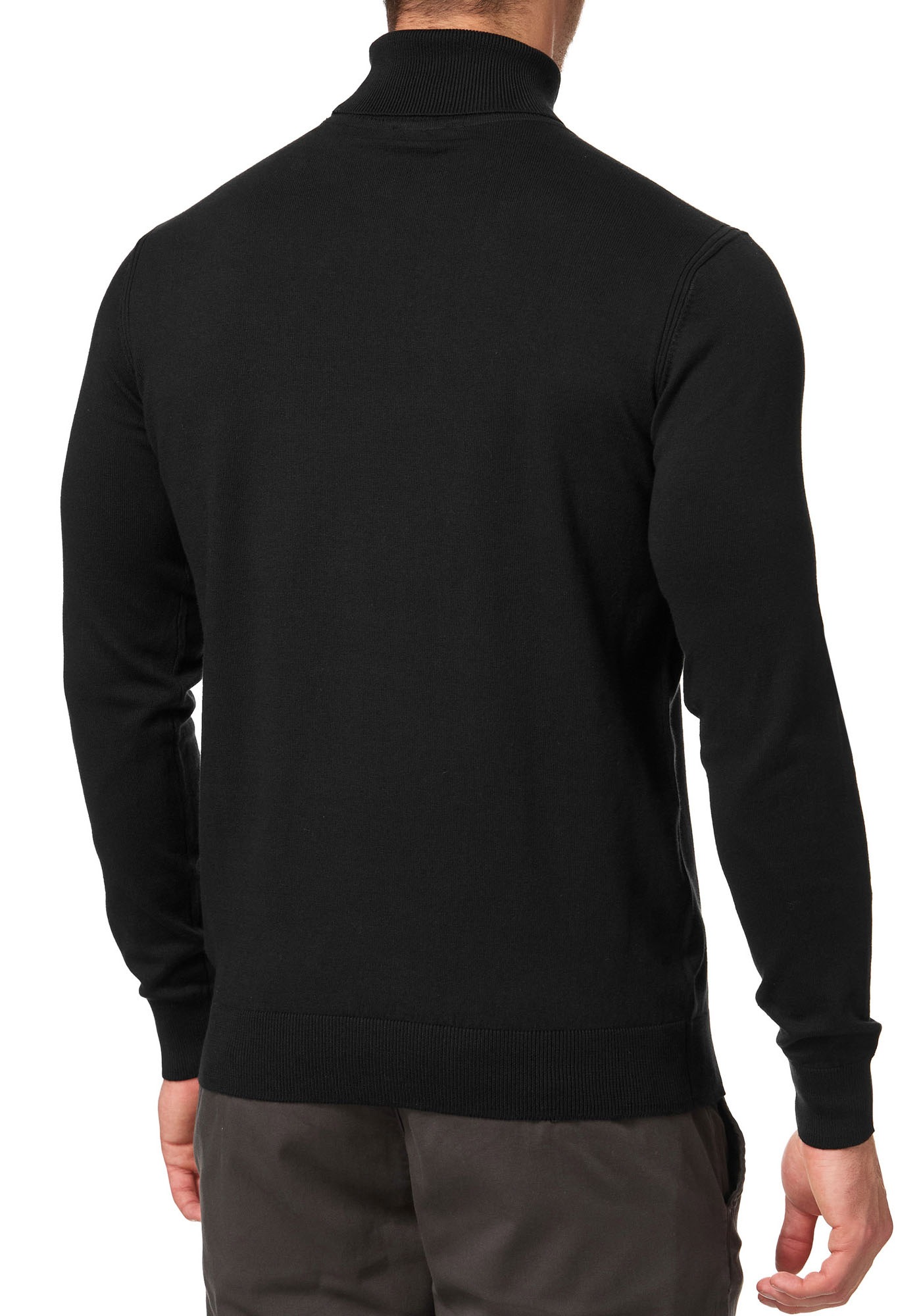 Rollkragenpullover INDICODE "INBurns", Herren, Gr. XXL, schwarz, Strick, Obermaterial: 80% Baumwolle, 20% Polyester, unifarben, regular fit normal, Rundhals, Bündchen, Pullover Rollkragenpullover 3