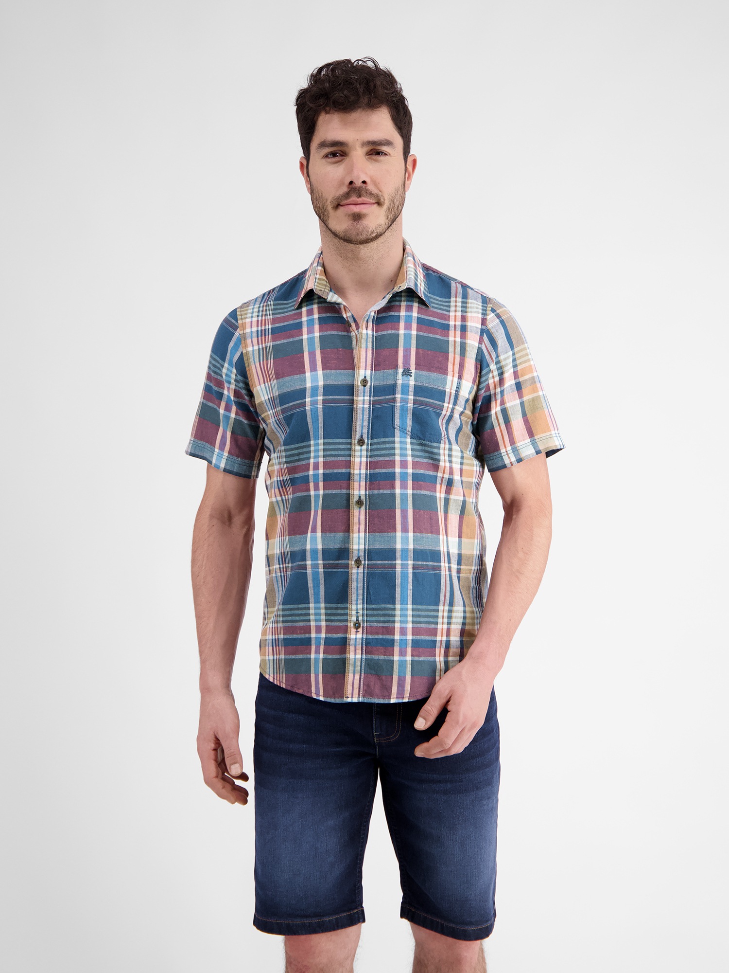 Thumbnail - LERROS Kurzarmhemd "Karohemd für Herren in sommerlichem Baumwoll-Leinen-Mix"