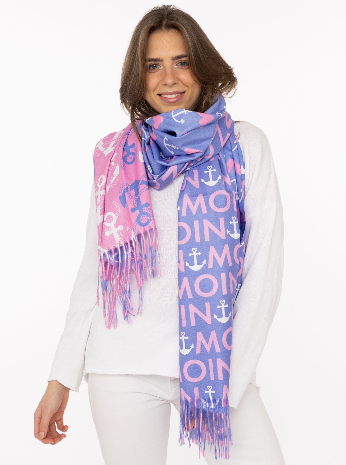 Zwillingsherz Schal ""Love & More"" stylischer Schal mit Schriftzug günstig online kaufen