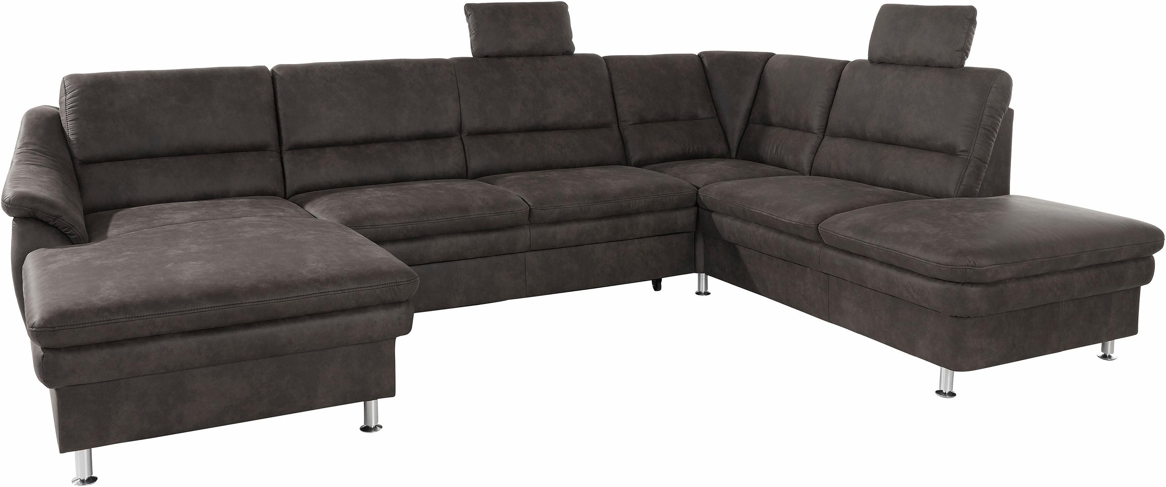 Wohnlandschaft SIT & MORE "Cardoso U-Form", grau (anthrazit), B:324cm H:90cm T:90cm, Luxus-Microfaser 1 (100% Polyester);Luxus-Microfaser 2 (100% Polyester);Luxus-Microfaser ALTARA NUBUCK (100% Polyester), Sofas, Wohnlandschaft, mit Federkern und Kopfstüt 4