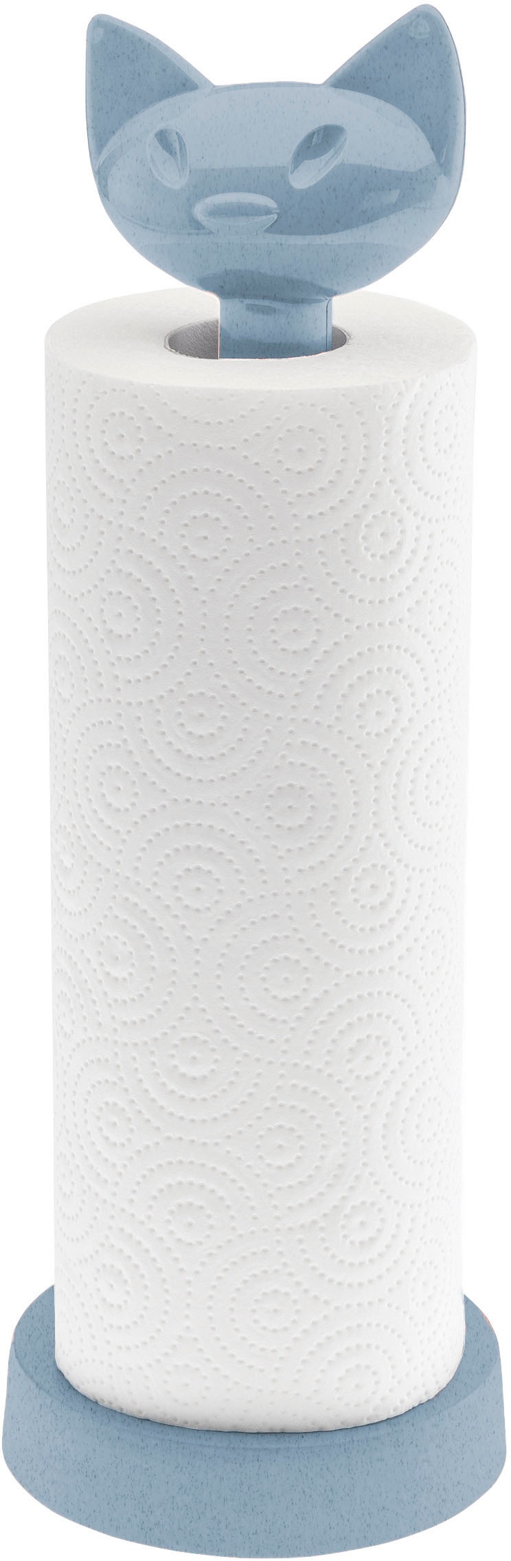 KOZIOL Küchenrollenhalter "MIAOU", B:12,8cm H:36,9cm L:12,8cm T:12,8cm Ø:12,8cm, blau, Küchenrollenhalter, CO² neutral in Deutschland produziert 100%