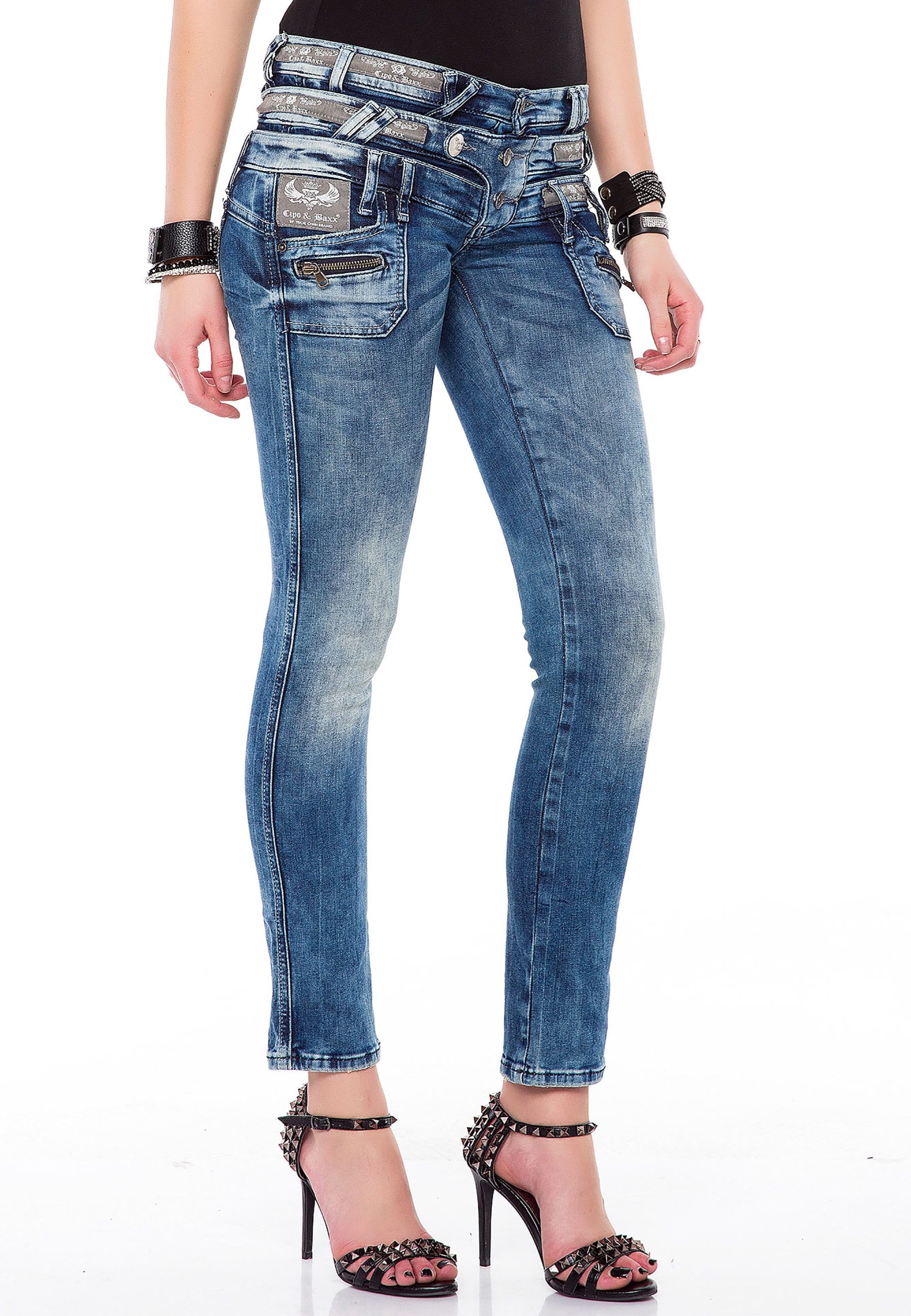 Slim-fit-Jeans, mit Dreifach-Bund