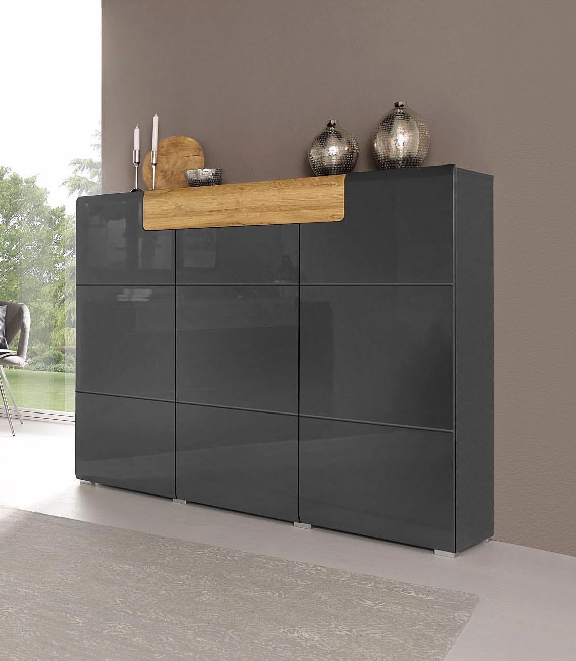 INOSIGN Highboard »Toledo,Breite 147,5 cm,trendige Hochkommode mit 3 Türen 1SK«, Hochschrank mit viel Stauraum, stylische Hochglanzfronten