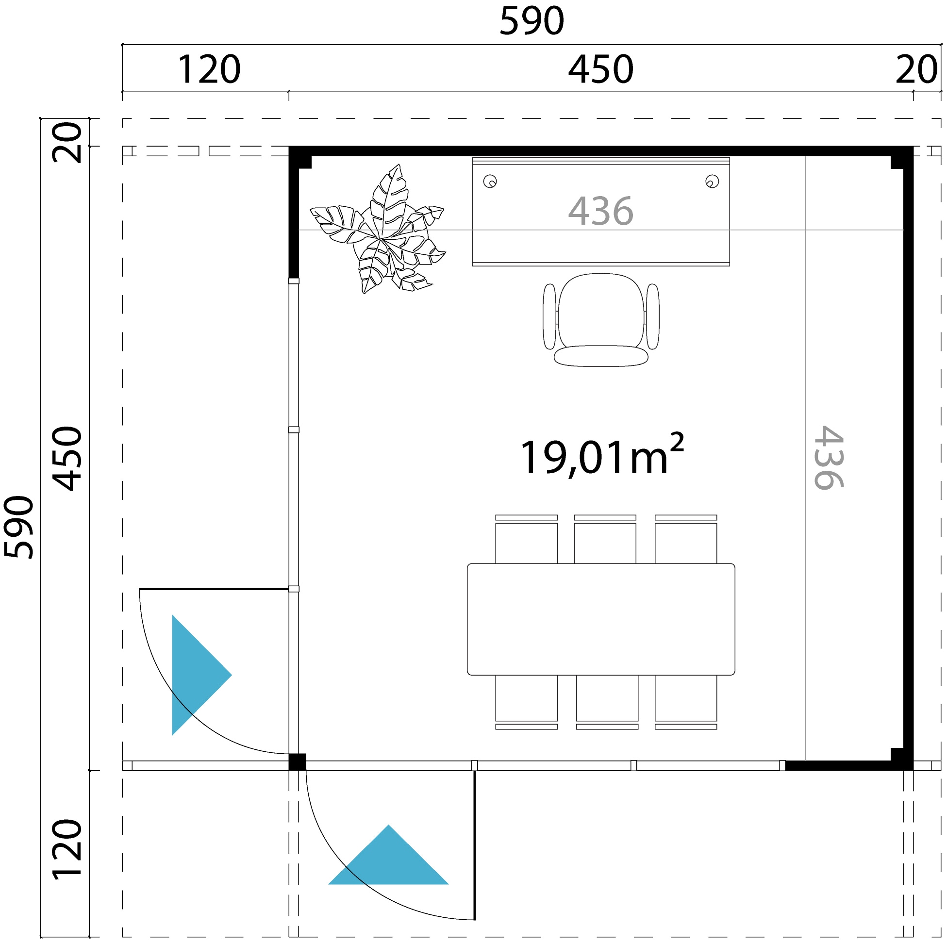LASITA MAJA Gartenhaus »DOMEO 9 CARBONGRAU/ANTHRAZIT« Fundamentmass 1200+4500 x 1200+4500 , Carbongrau