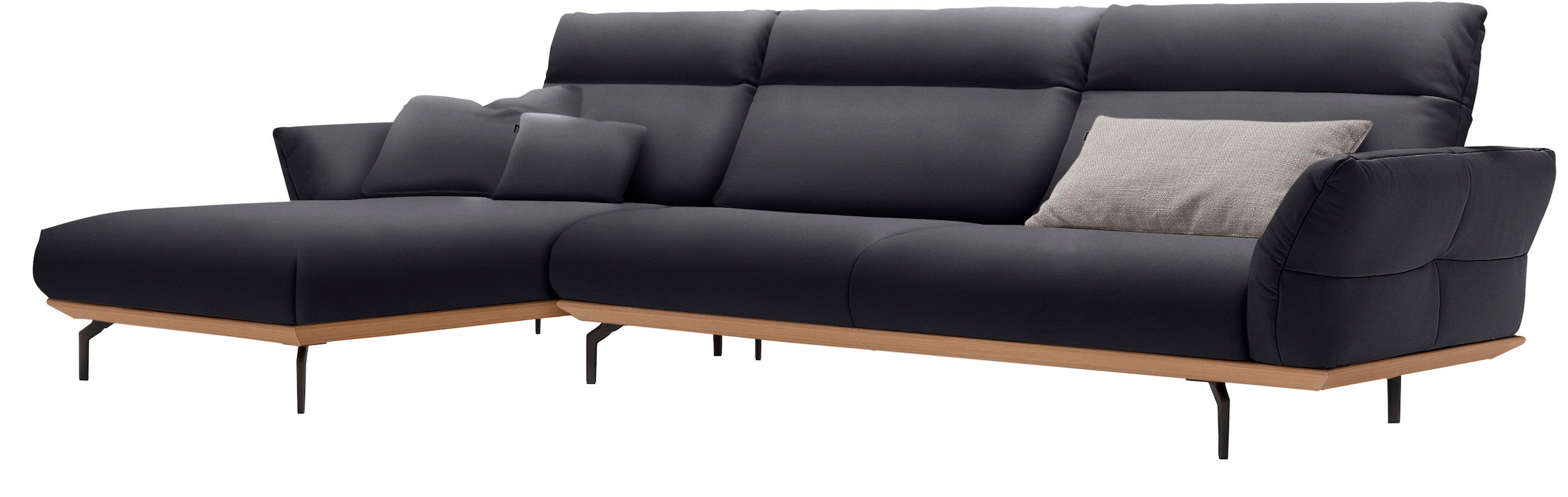 Creation BY ROLF BENZ Ecksofa »CR.460«, Sockel in Eiche, Winkelfüße in Umbragrau, Breite 338 cm