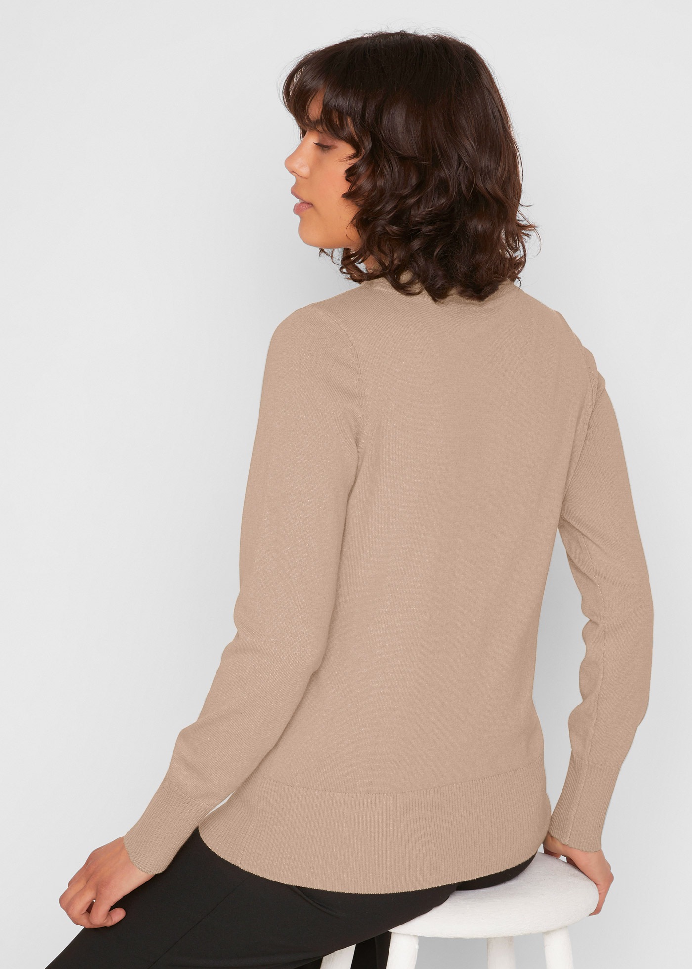 Thumbnail - bonprix Strickpullover aus Strickmaterial, atmungsaktiv, pflegeleicht, mit Stehkragen