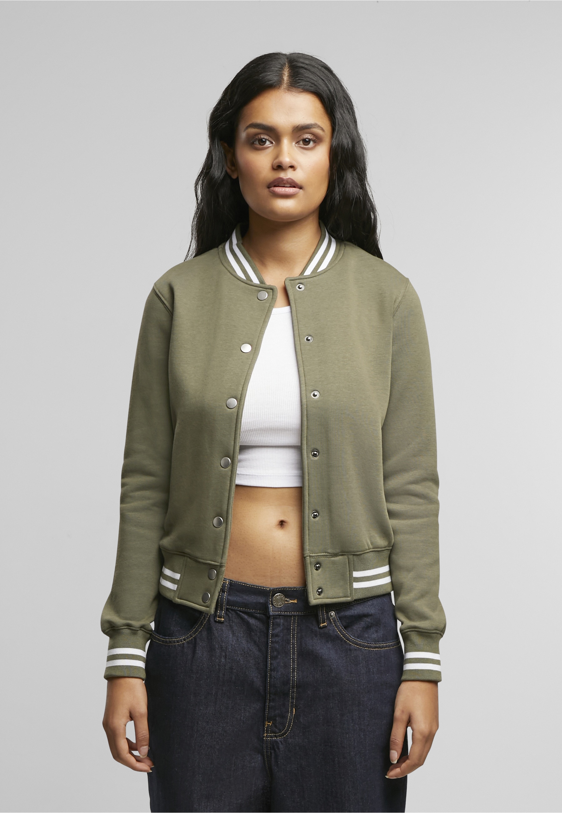 URBAN CLASSICS Anorak »Urban Classics Damen Ladies College Sweat Jacket« 1 Stk. tlg. ohne Kapuze