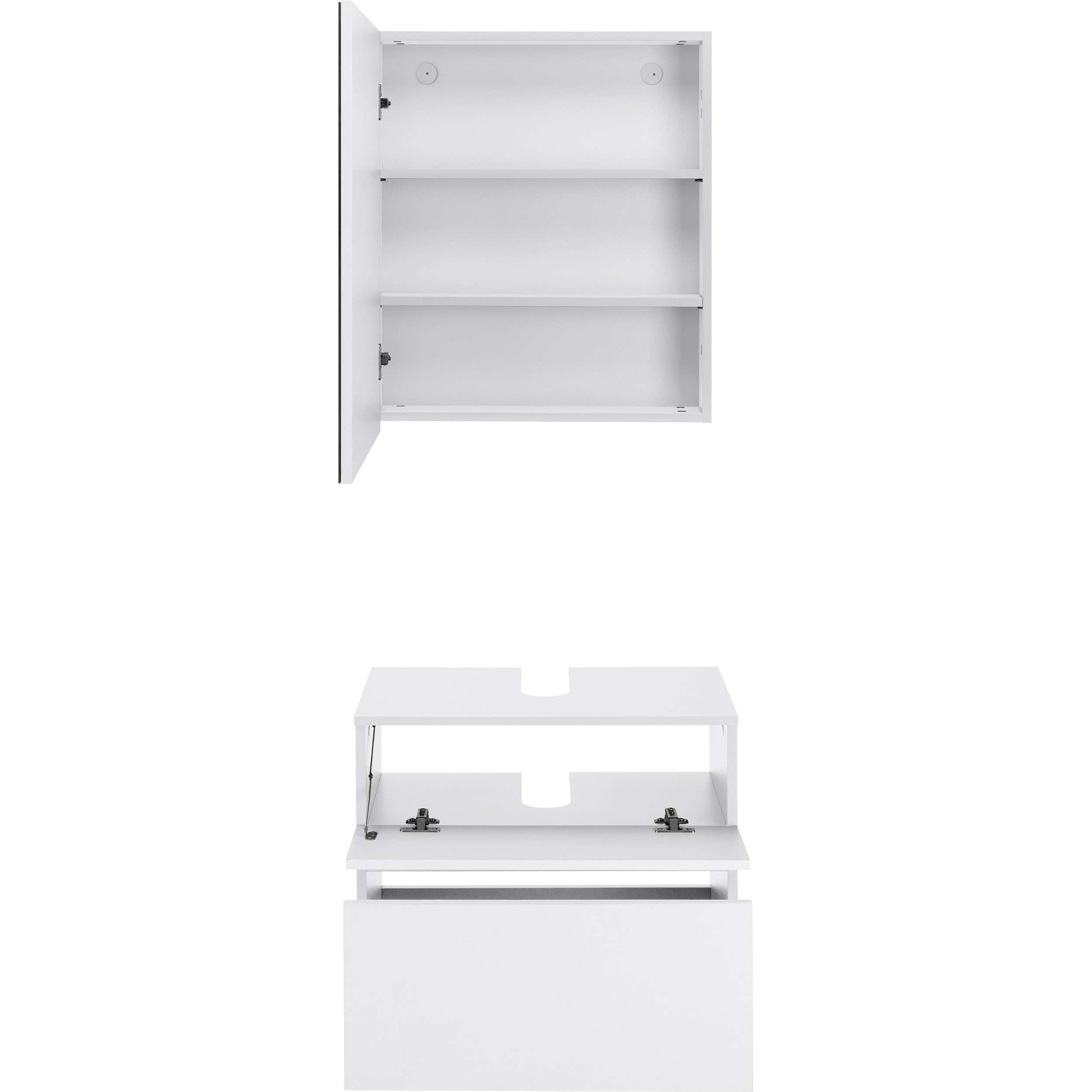 Home affaire Badmöbel-Set »Wisla«, (Set, 2 St.), Spiegelschrank, WBU mit Siphonausschnitt u. Push-to-open, Breite 60 cm