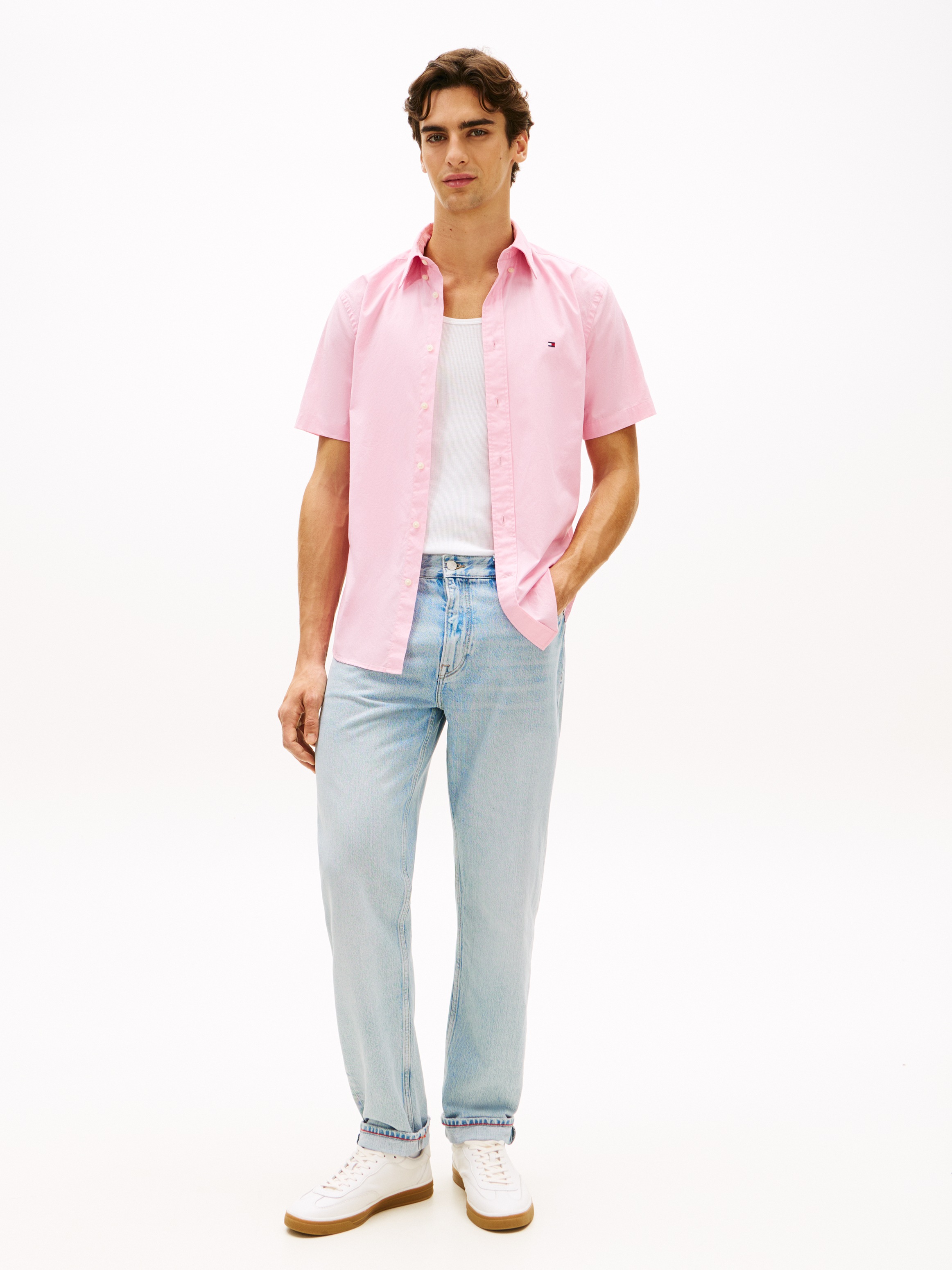 Thumbnail - Tommy Hilfiger Kurzarmhemd "FLEX POPLIN SOLID" Regular fit mit Button-Down-Kragen