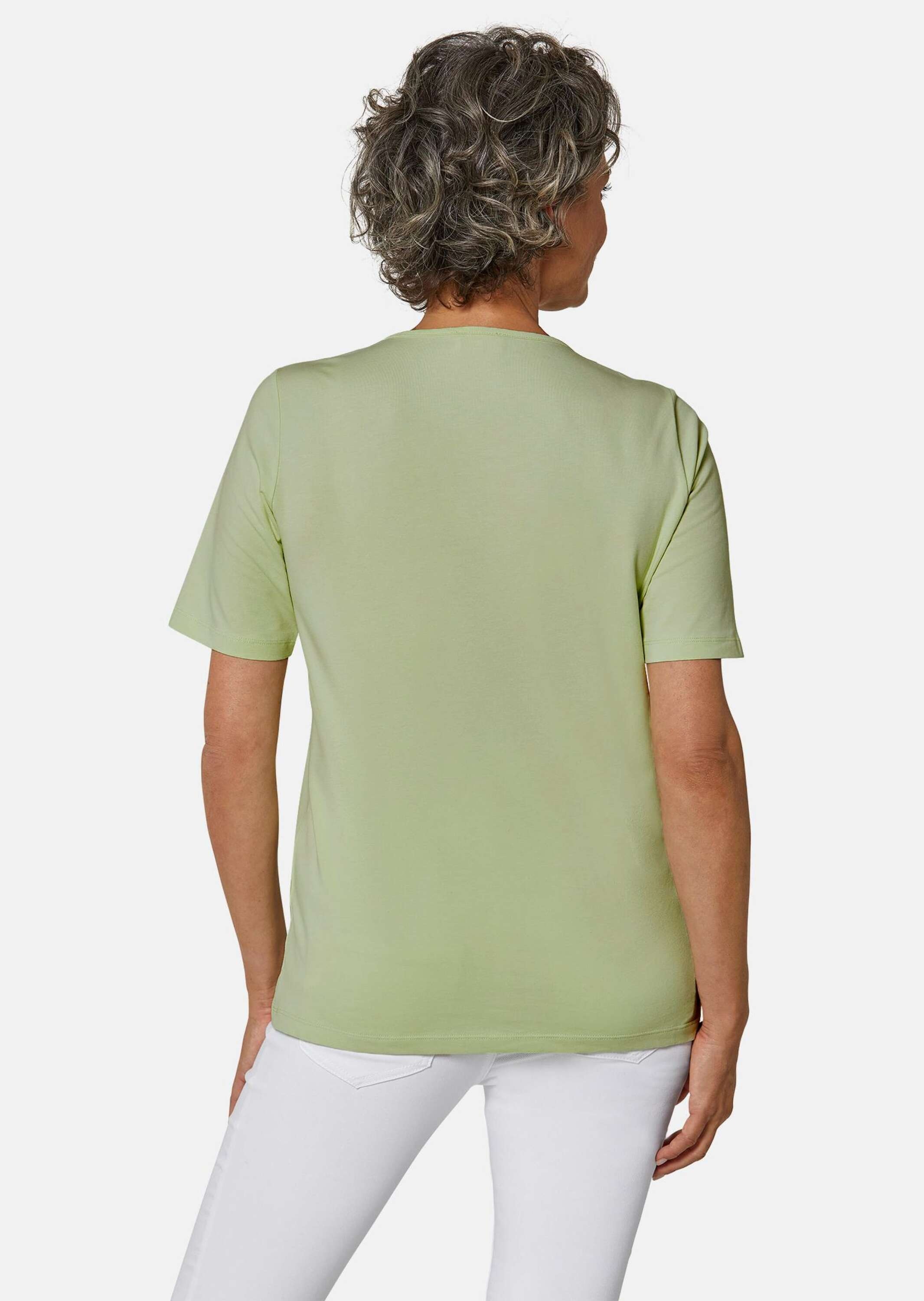GOLDNER Kurzarmshirt »Rundhalsshirt mit Häkelspitze«