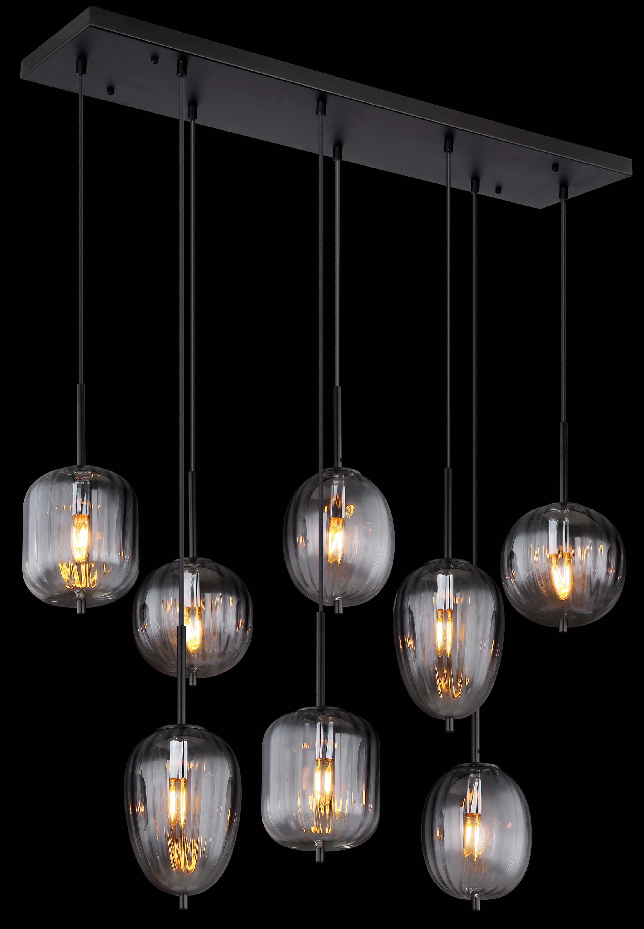 GLOBO LIGHTING Hängeleuchte »ATTILA«, Leuchtmittel E14 | ohne Leuchtmittel, Hängelampe/Pendelleuchte/verschiedene Gläser/Glas rauchfarben