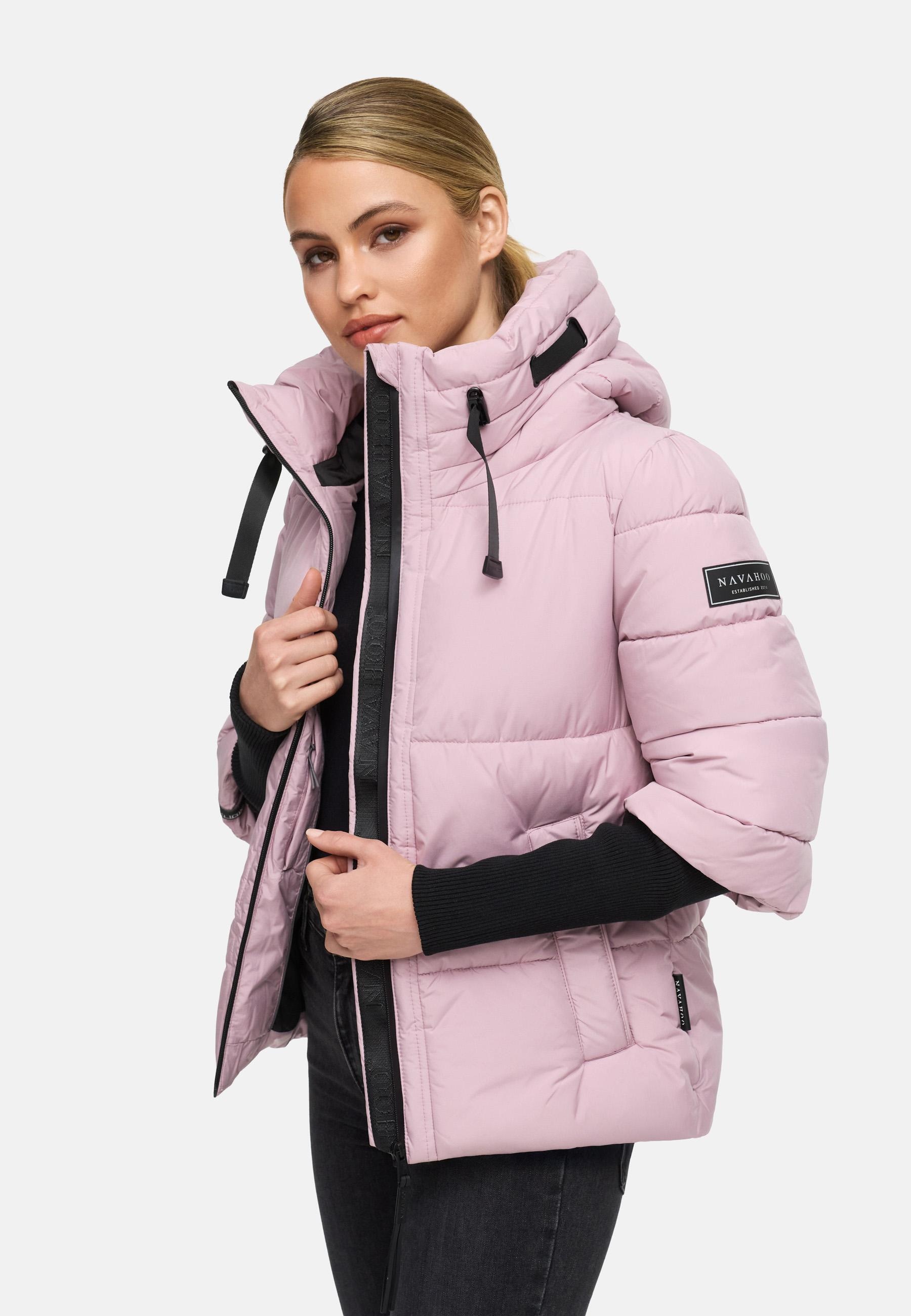 Navahoo Steppjacke »Lotusherz XIV«, mit Kapuze, Warme gesteppte Winterjacke mit Rippstrickärmeln