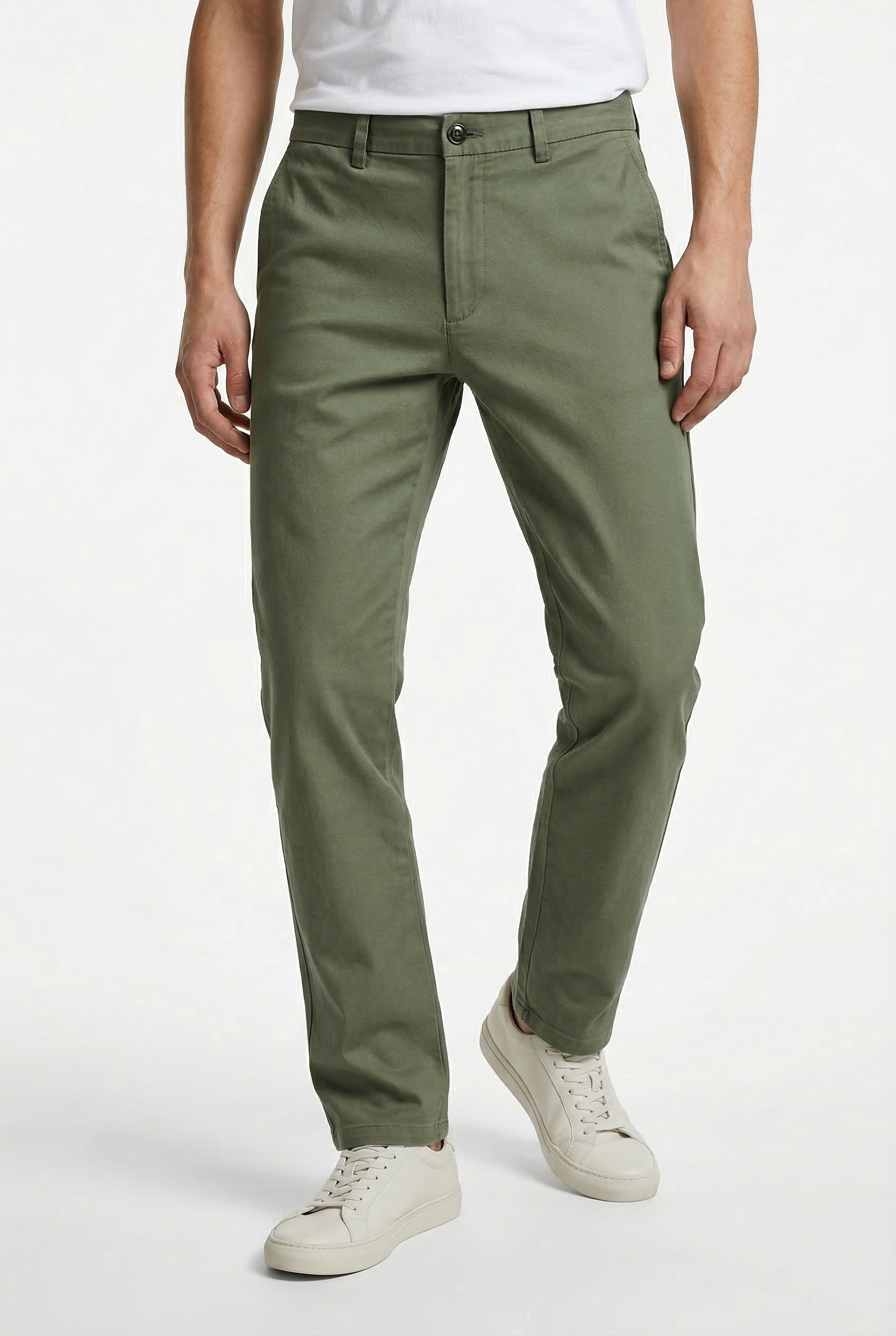 Chinos JACK & JONES "JPSTOLLIE DYLAN CHINO", Herren, Gr. 29, Länge 32, deep lichen grün, Web, Obermaterial: 98% Baumwolle, 2% Elasthan, unifarben, regular fit lang, Hosen, Baumwollmischung, regular fit