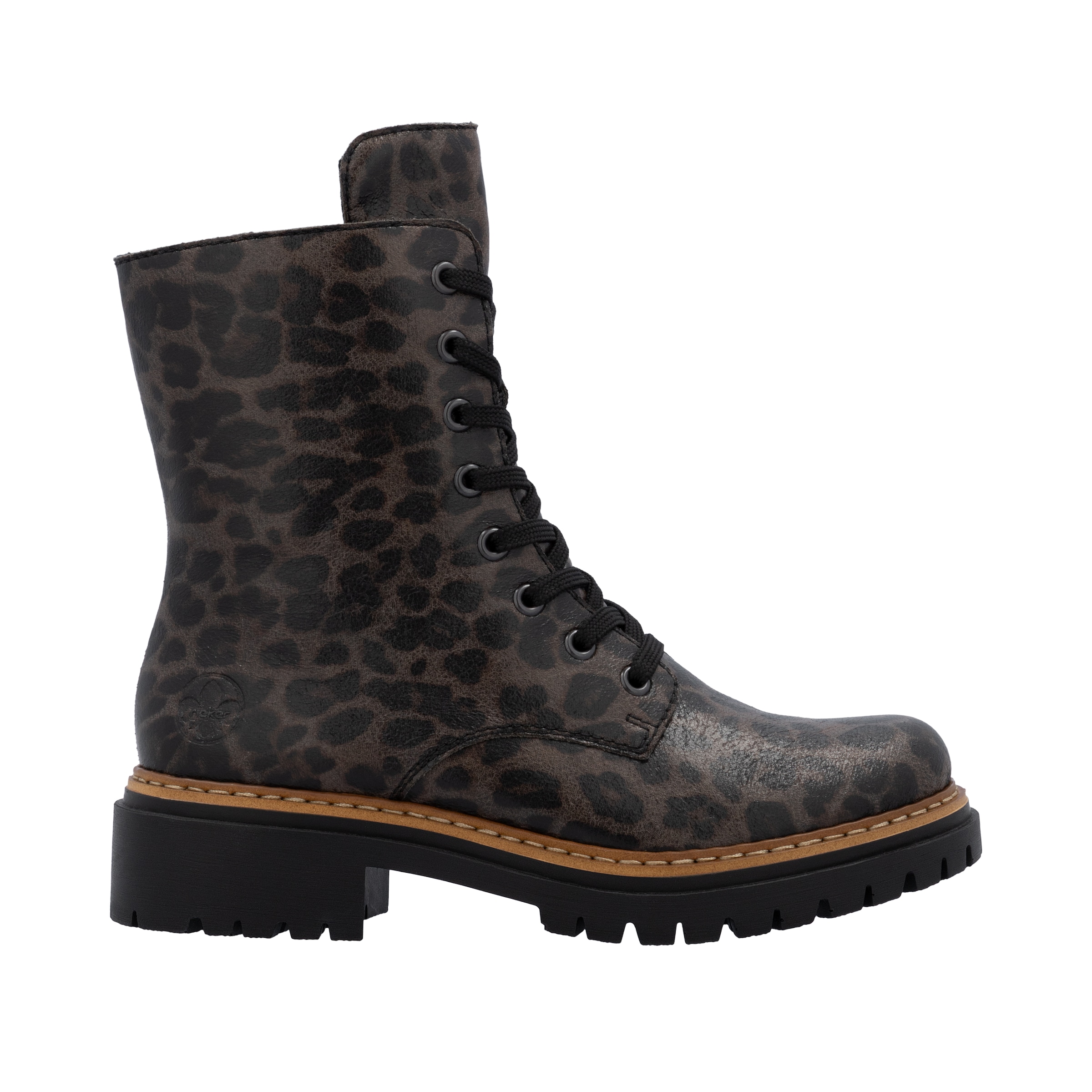 Rieker Schnürboots, Schnürstiefelette, Profilsohle, mit kontrastfarbenem Sohlenrand