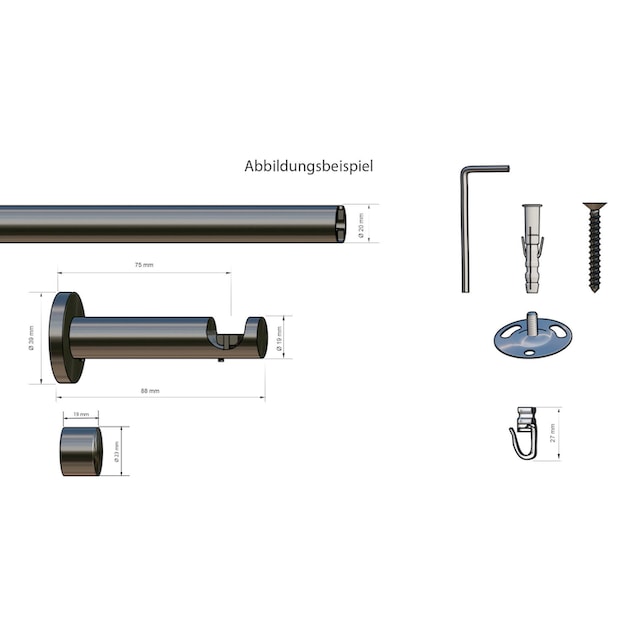 my home Gardinenstange »TANBUL«, 1 läufig-läufig, Fixmaß, Innenlauf  Komplett-Set inkl. Gleitern und Montagematerial | BAUR