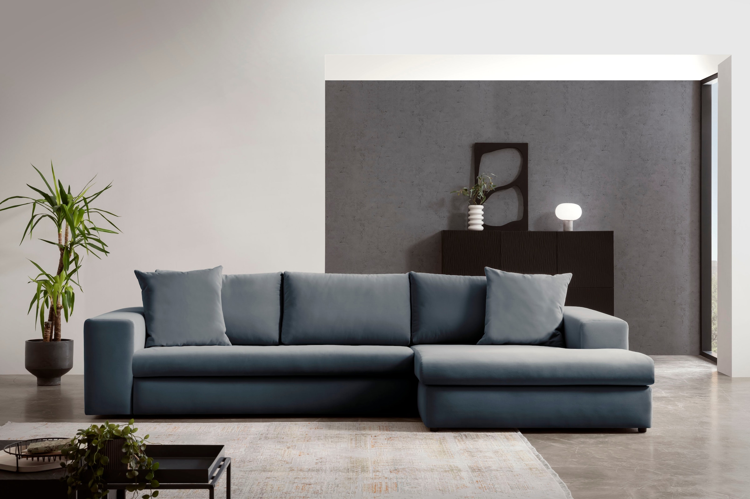 Home affaire Ecksofa "SLEETLAND XXL in Samtvelours oder Vintage-Leder-Optik günstig online kaufen