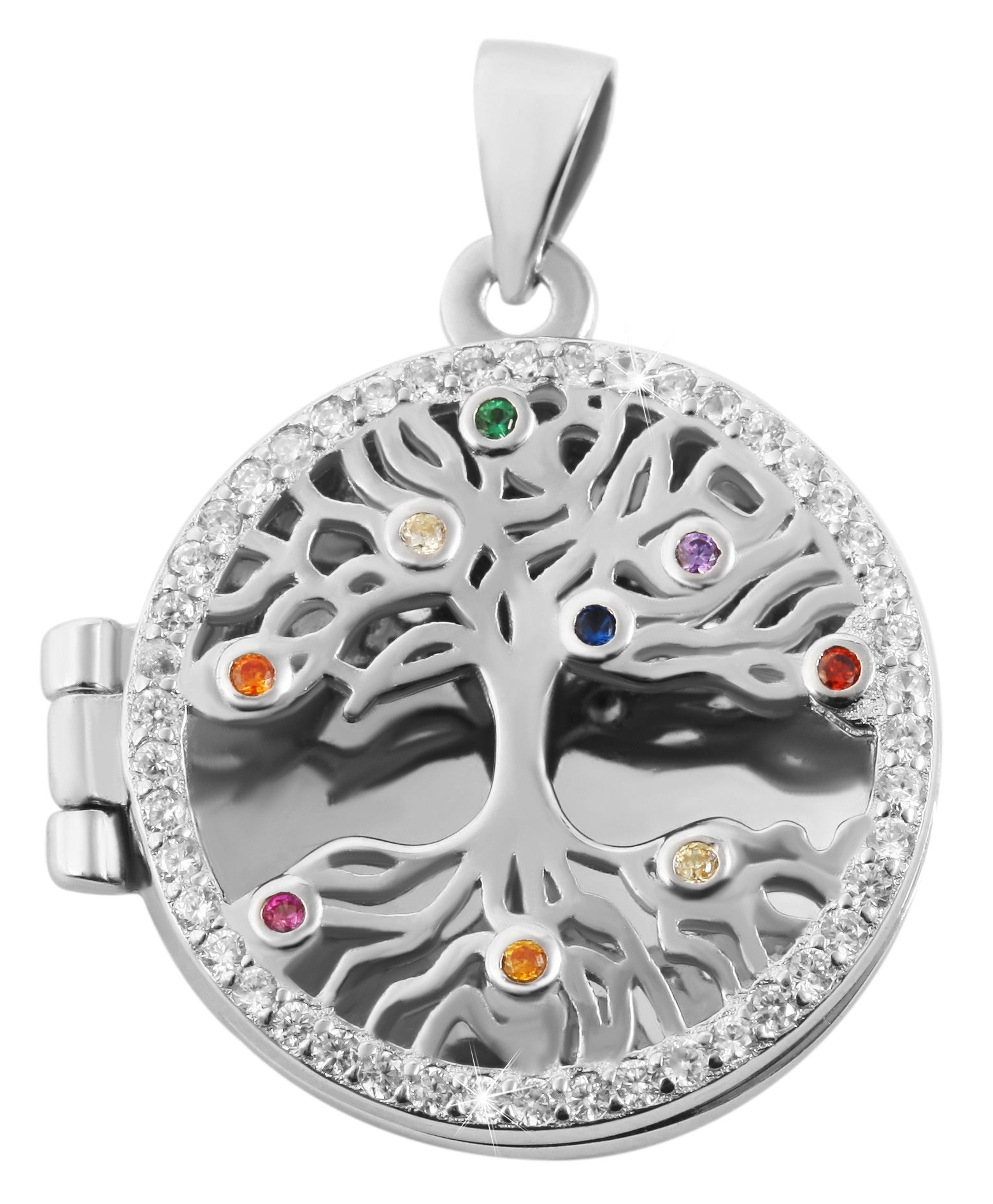 Adelia´s Medallionanhänger »Anhänger – Lebensbaum Medaillon aus 925 Silber mit Zirkonia«  Perfekt als Geschenk zum einen besonderen Tag
