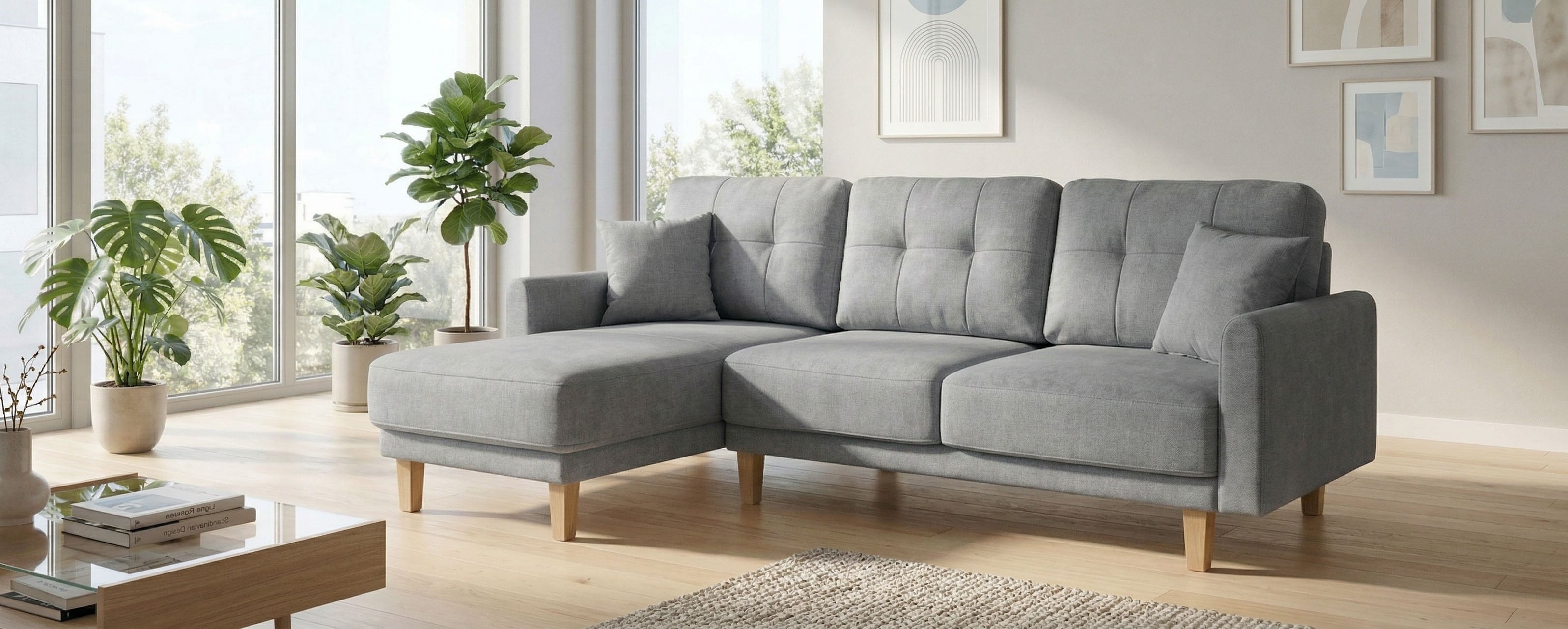 OTTO home Ecksofa "TRIPLO optionale Schlafsofa mit Bettkasten, Maße B/T/H: 234/164/89 cm" L-Form wahlweise mit Bettfunktion - Liegefläche 132x210 cm