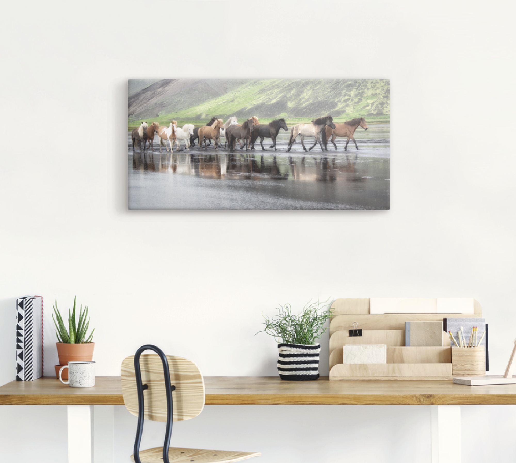 Artland Wandbild "Isländische Pferde XIV" Haustiere 1 Stk. tlg. auf Holzrah günstig online kaufen