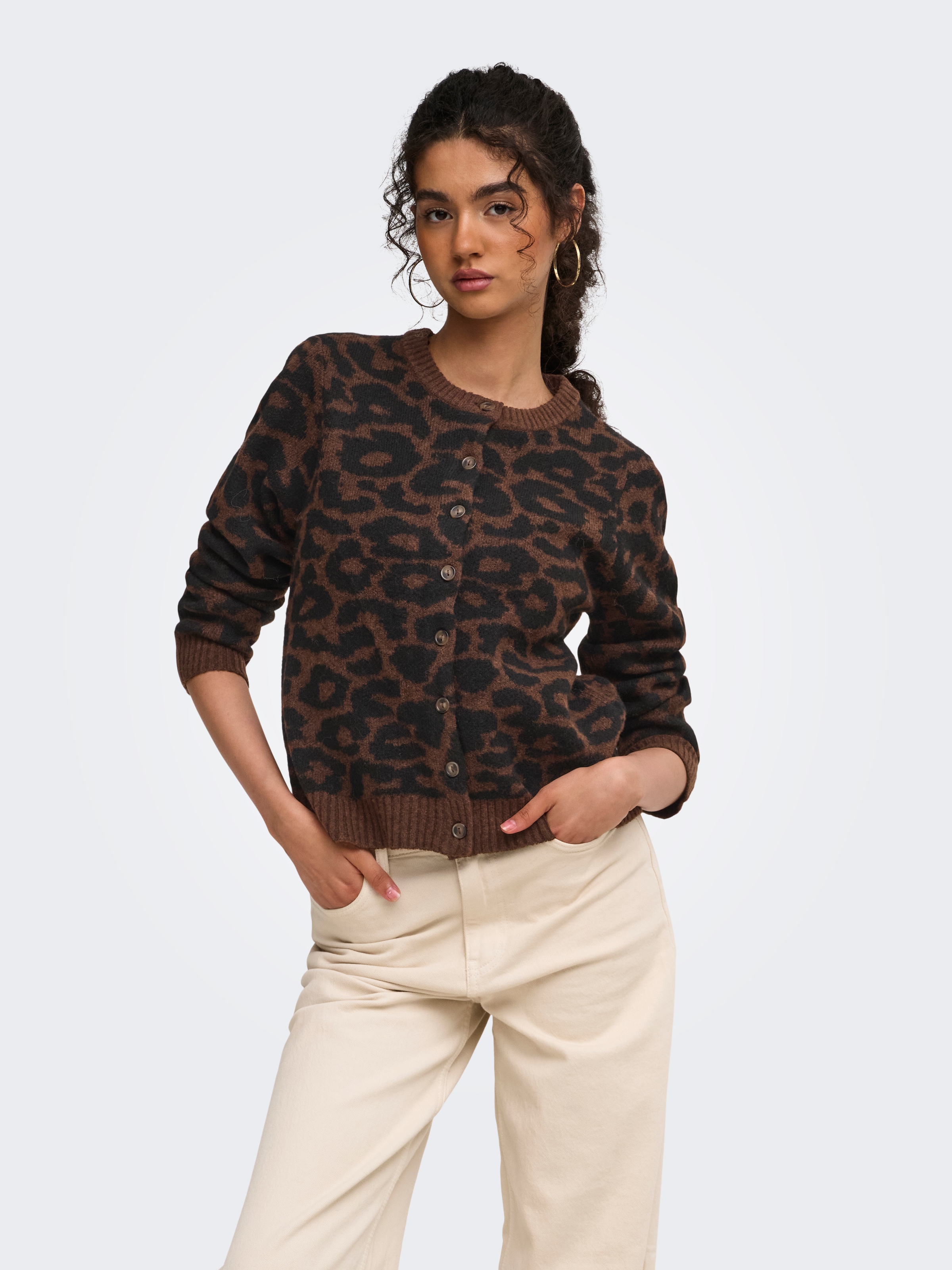 ONLY Strickjacke "ONLALIVIA O-NECK BUTTON CARDIGAN KNT" Materialmix, regular fit