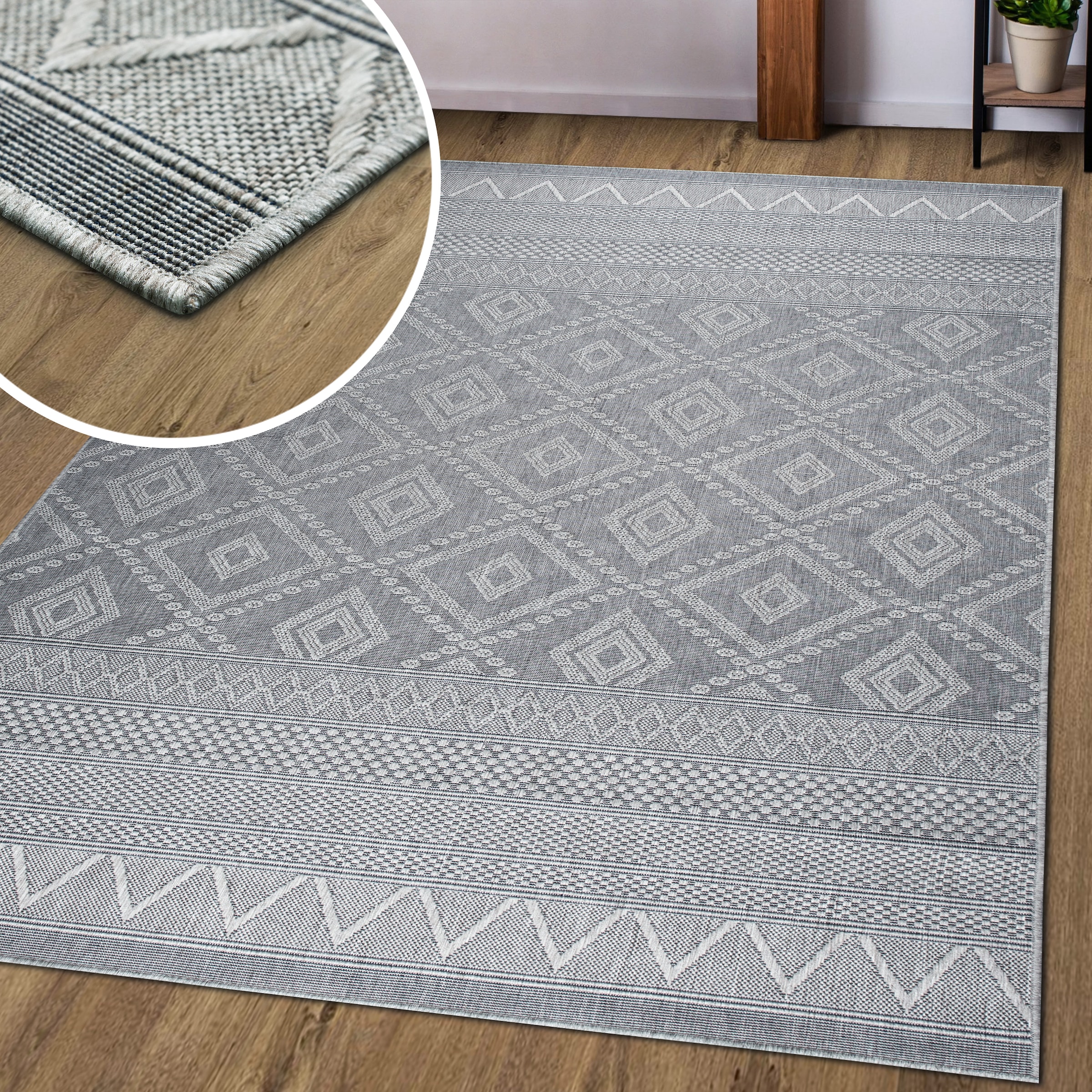 my home Teppich »Toronto auch als Läufer erhältlich«, rechteckig, 3 mm Höhe, In- und Outdoor geeignet, Sisal-Optik, Wetterfest & UV-beständig, Boho
