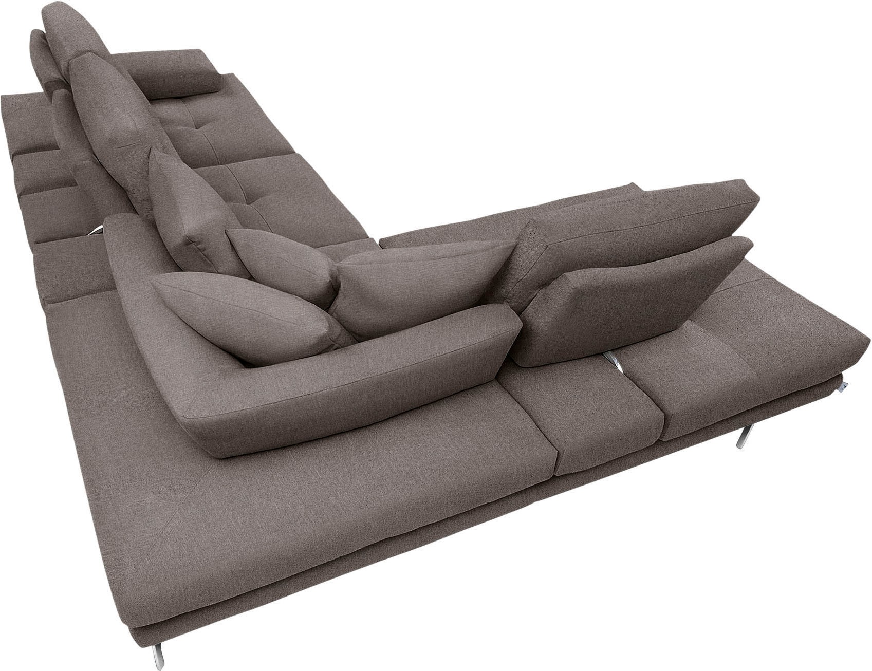 CALIA ITALIA Ecksofa »Toby Wing, L-Form, Designsofa mit sensationellem Sitzkomfort«, Sitztiefenverstell.,wahlw. mit Kissen-Set, Füße chrom glänzend