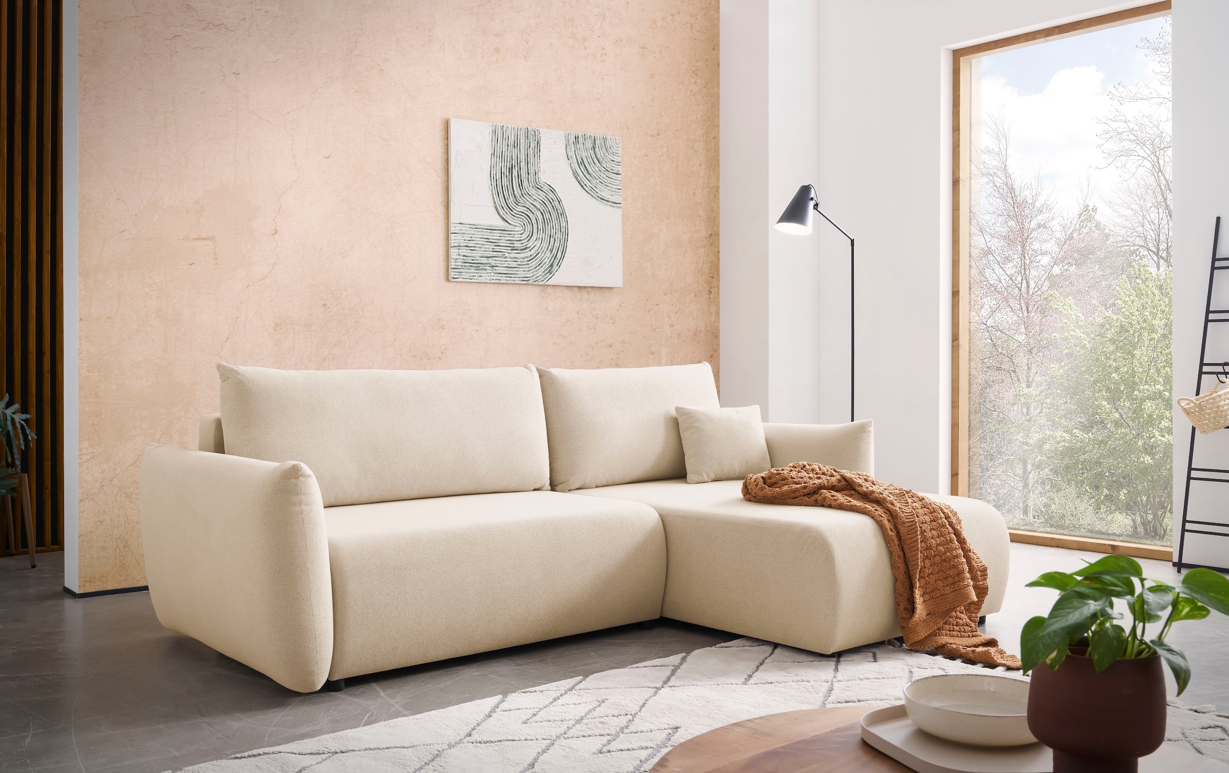 Home affaire Ecksofa "MAVAS Schlafsofa mit Bettkasten, L-Form," ca.257/127c günstig online kaufen
