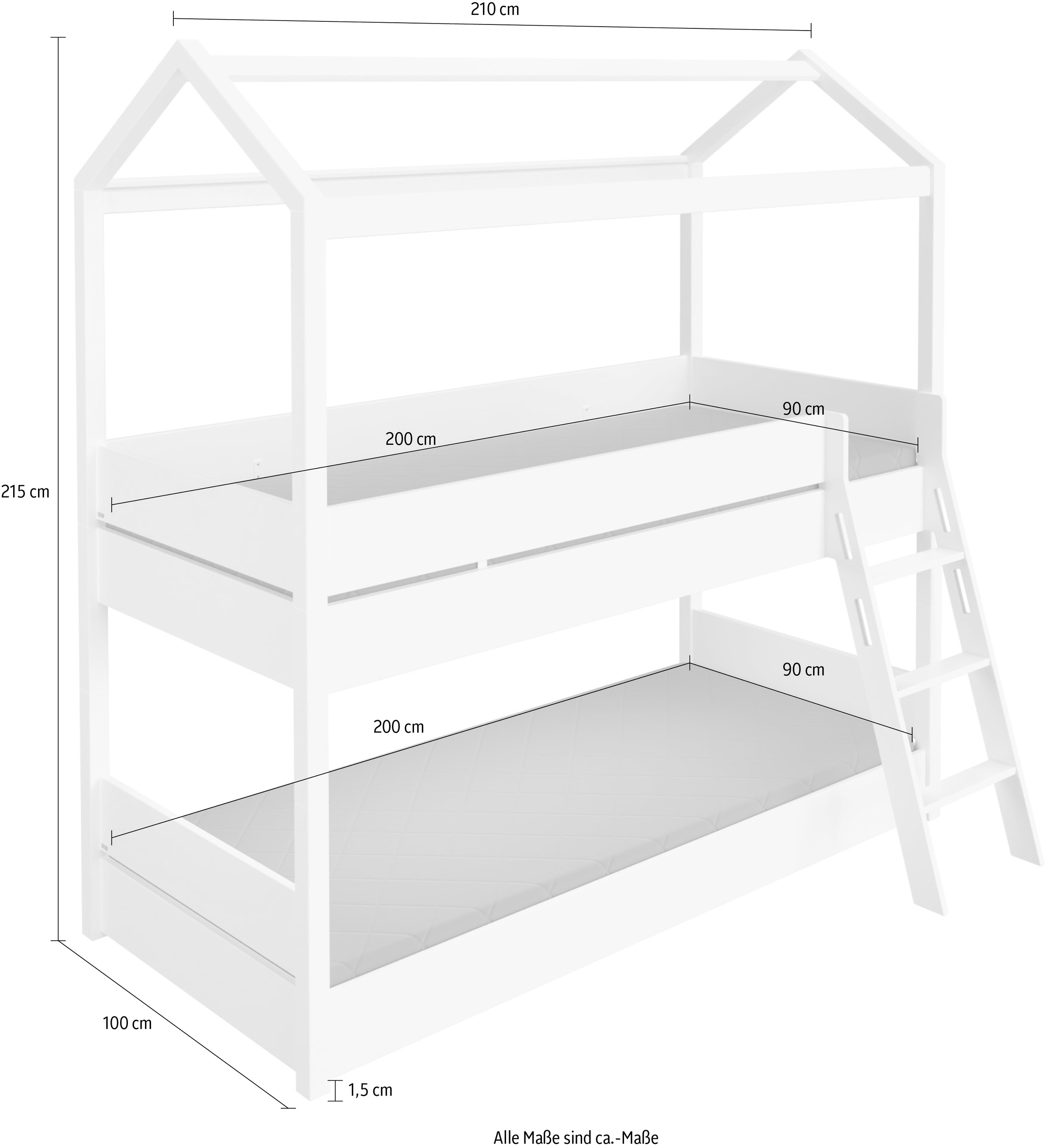 PAIDI Hausbett »TINY HOUSE Etagenbett«