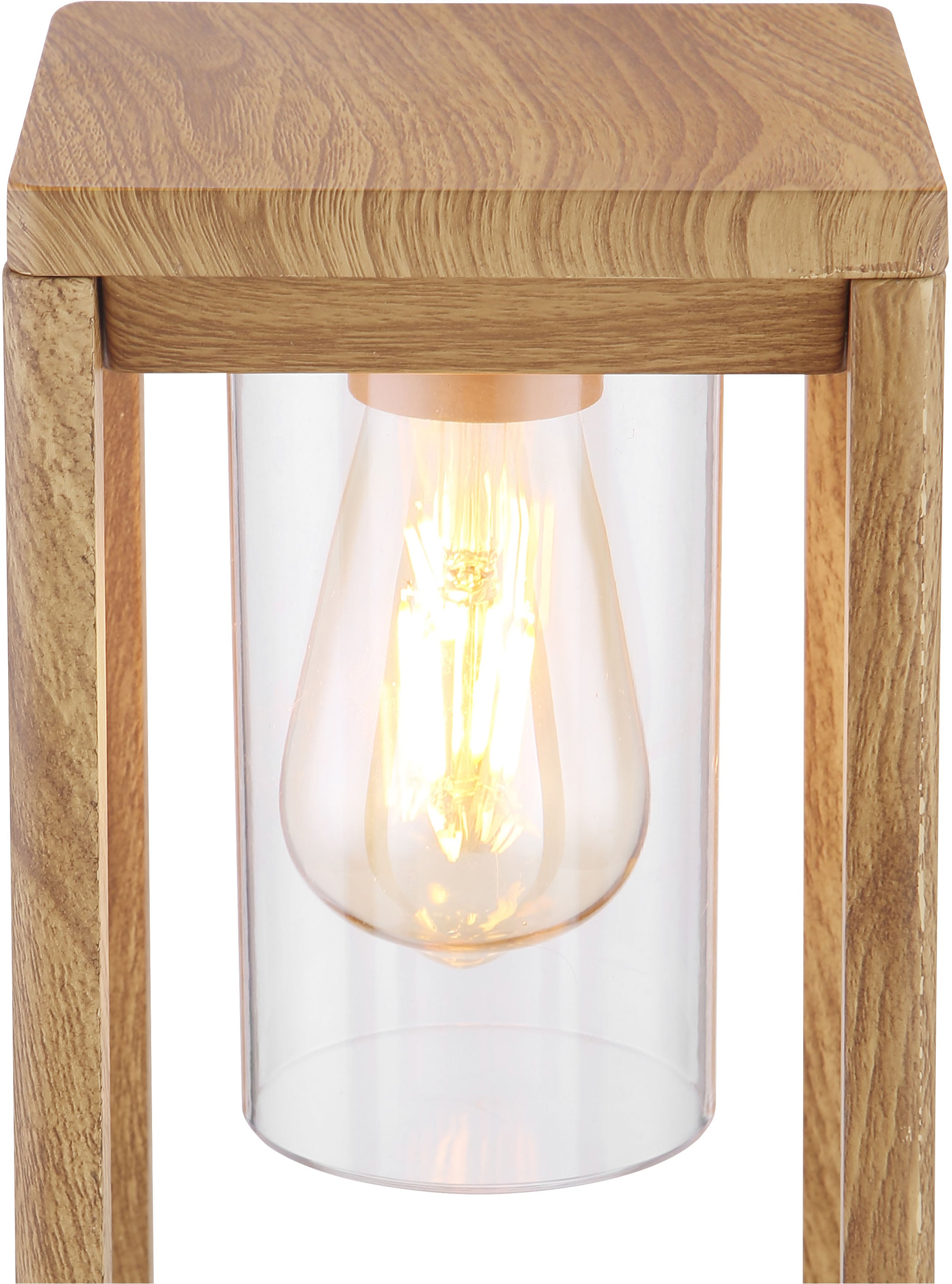 GLOBO LIGHTING Außen-Stehlampe »CANDELA«, Leuchtmittel E27 | ohne Leuchtmittel, Außenlampe/holzoptik/Sockelleuchte/IP44/LxBxH: 150x150x350mm