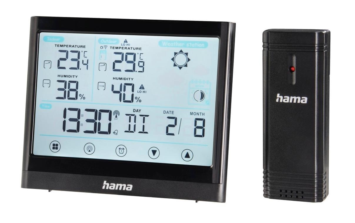 Hama Full Touch, Schwarz, Innen-Hygrometer, Innen-Thermometer, Außen-Hygrometer, Außen-Thermometer, Barometer, Thermometer, F, °C, LED, Batterie - Image 6