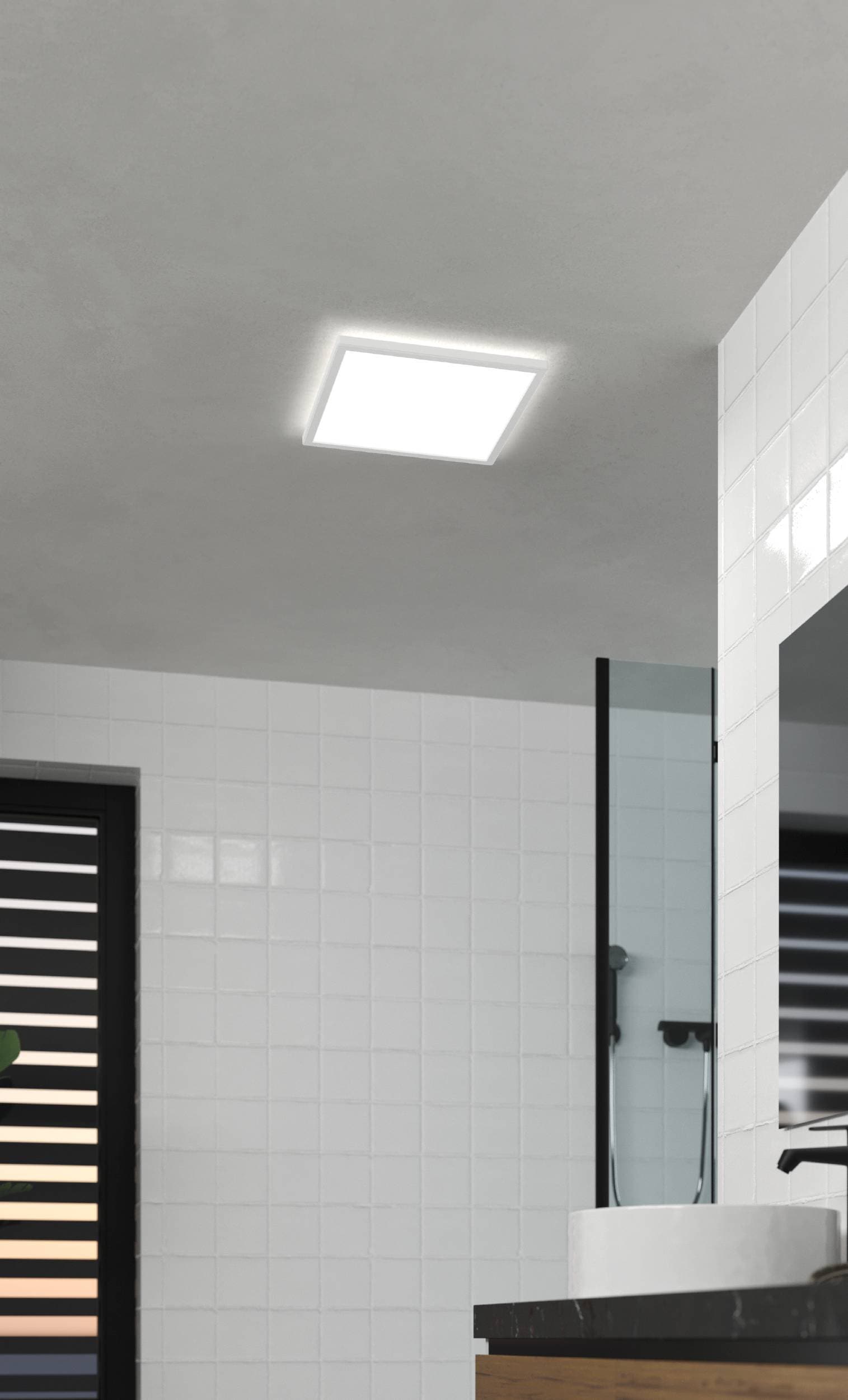 EGLO Deckenleuchte »Rovito Deckenlampe, Deckenbeleuchtung, Badlampe, Kunststoff, IP44« LED-Modul 1 Stk. Kaltweiß | Neutralweiß | Warmweiß Wand-/Deckenleuchte - L39 x B39 x H3 cm - weiß - 17,6W inkl.