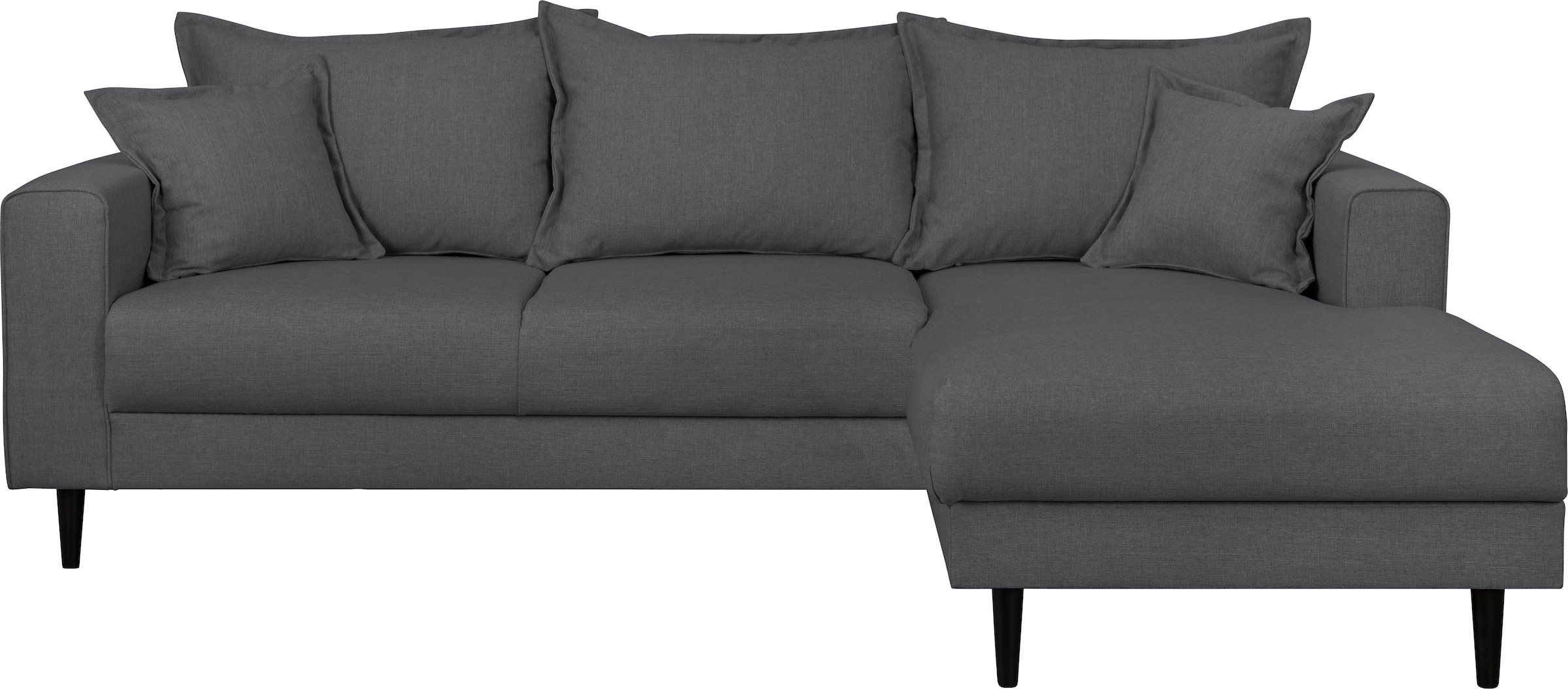Home affaire Ecksofa »VEYRAS L-Form, hoher Sitzkomfort, Maße B/T/H: 230/150/76 cm« mit Wellenunterfederung, incl. Rückenkissen und Zierkissen