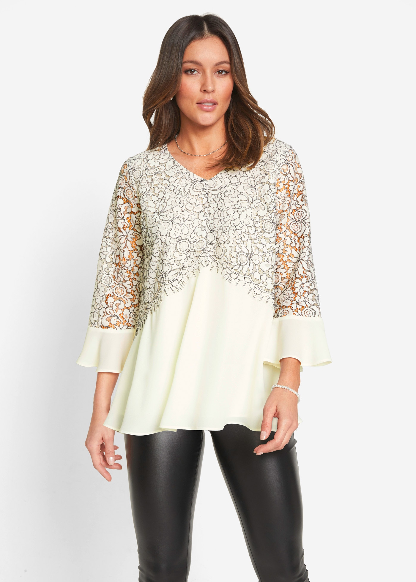 bonprix Tunika eleganter Stil für festliche Anlässe, mit modischem Spitzenb günstig online kaufen