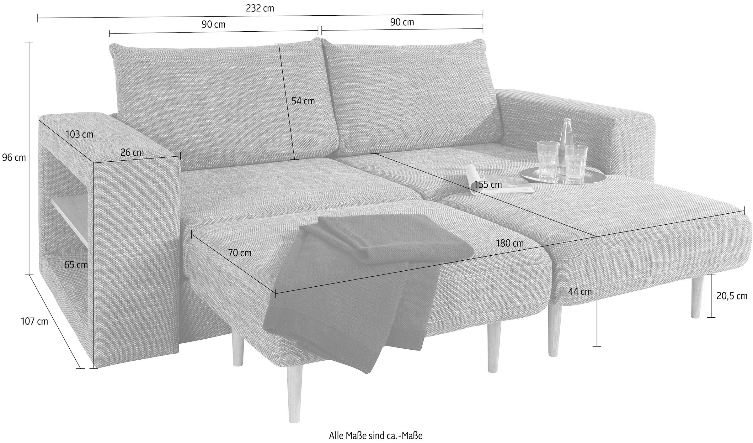 LOOKS by Wolfgang Joop 3,5-Sitzer »Looksvb«, Verwandlungssofa: aus Sofa wird Sofa mit 2 Hockern, mit Regalfunktion