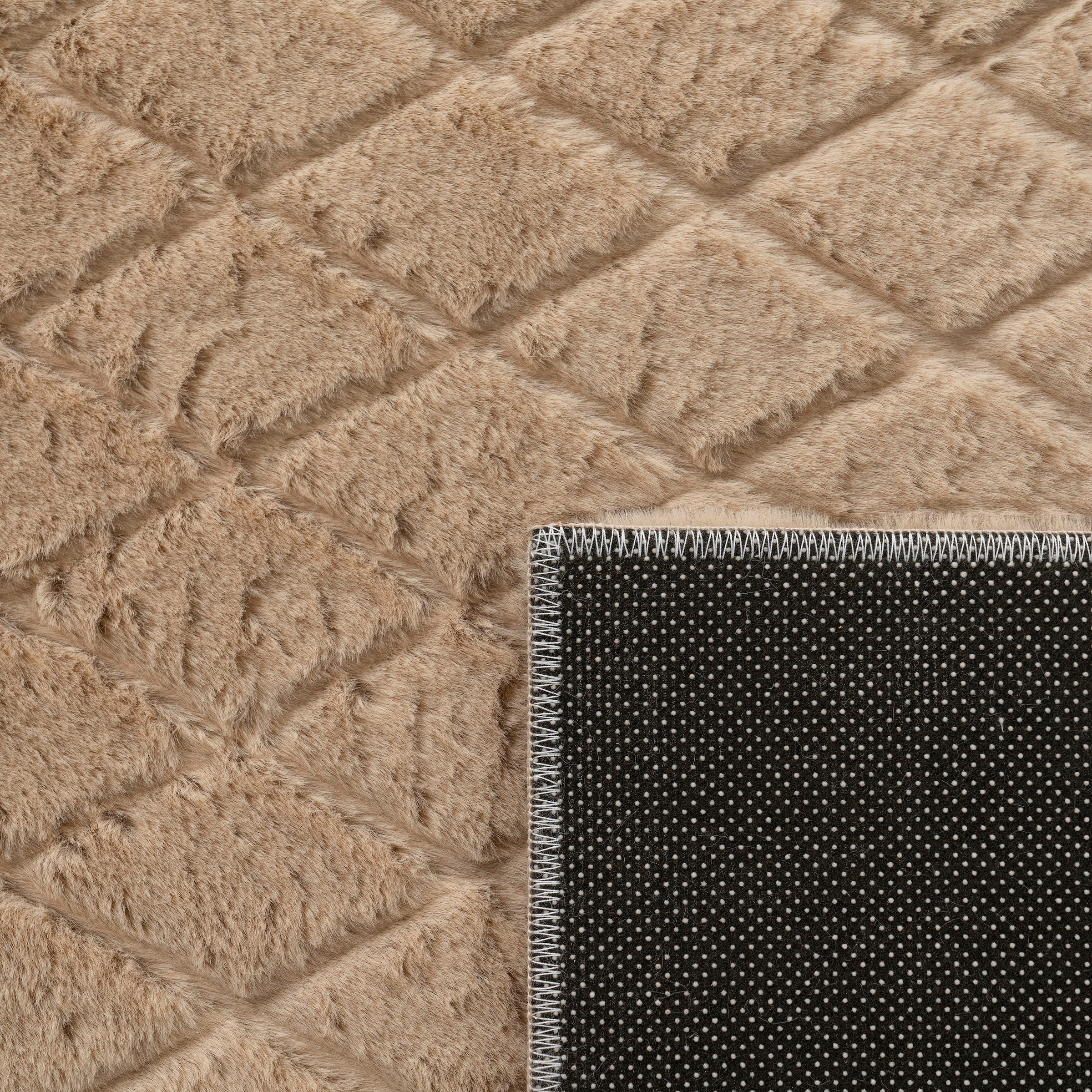 Paco Home Hochflor-Teppich »Arnheim 742«, rechteckig, 26 mm Höhe, Uni Farben, Rauten Muster, besonders weich, Hoch-Tief Effekt