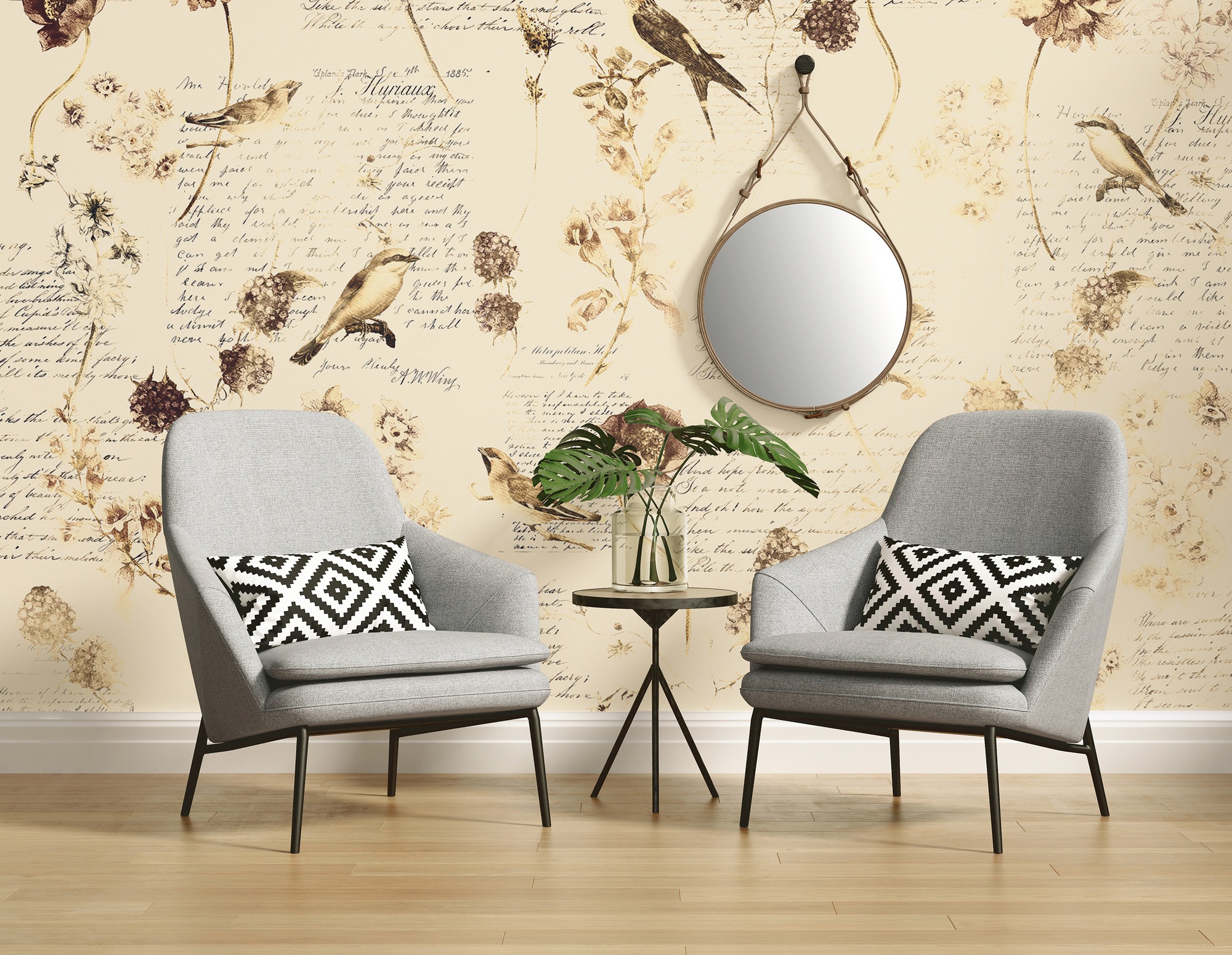Architects Paper Fototapete »Atelier 47 Bird Poetry 1«, floral, Vlies, Wand, Schräge, Decke