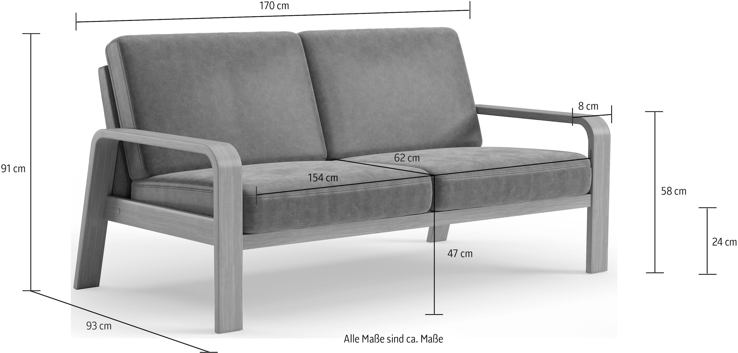 sit&more 2,5-Sitzer »Kolding«, Armlehnen aus Buchenholz in natur, verschiedene Bezüge und Farben