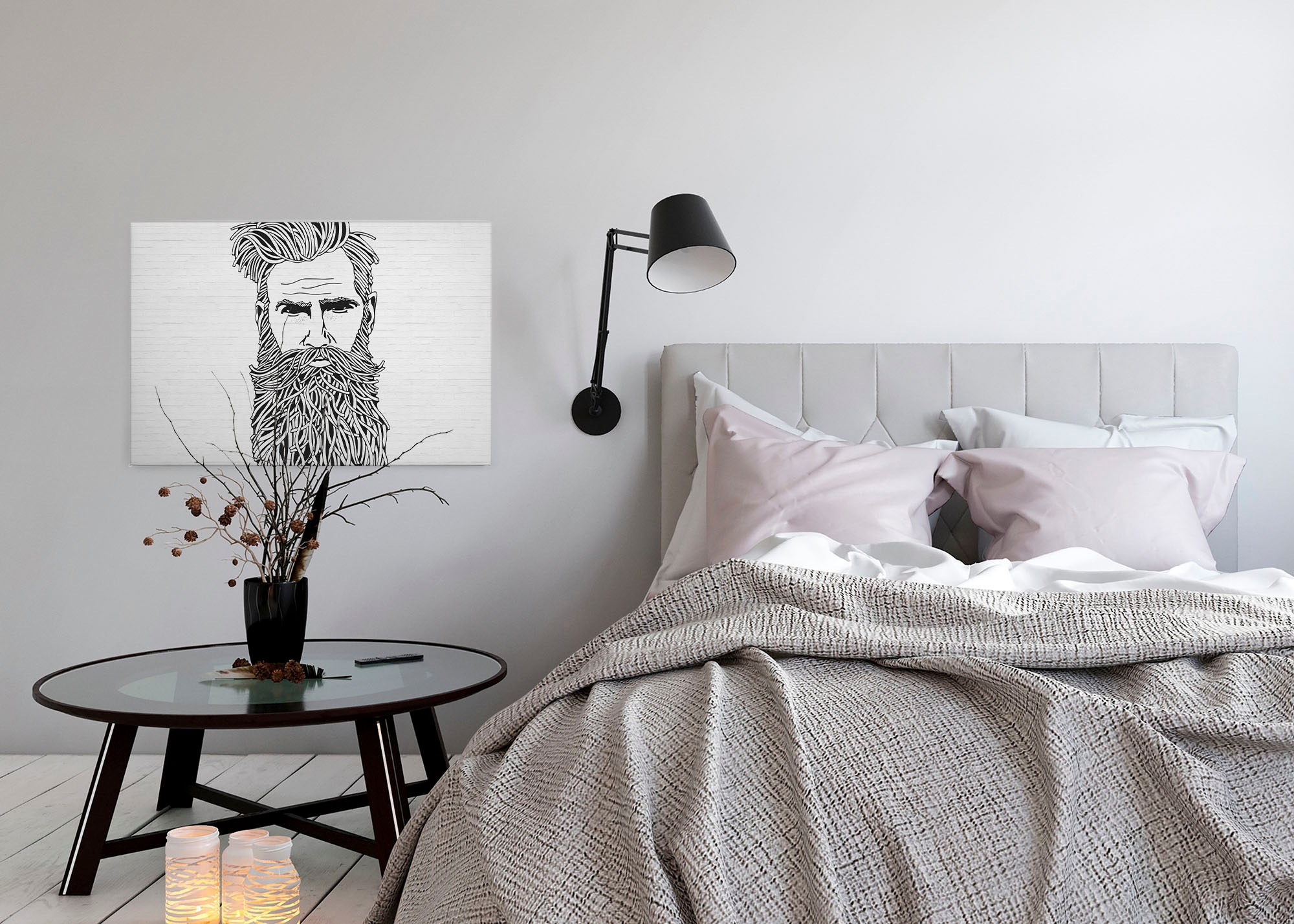 A.S. Création Leinwandbild »iconic«, Kunst-Modern-Kinder, (1 St.), Schwarz-Weiß Zeichnung Rockabilly Keilrahmen Leinwand-Bild Wohnzimmer