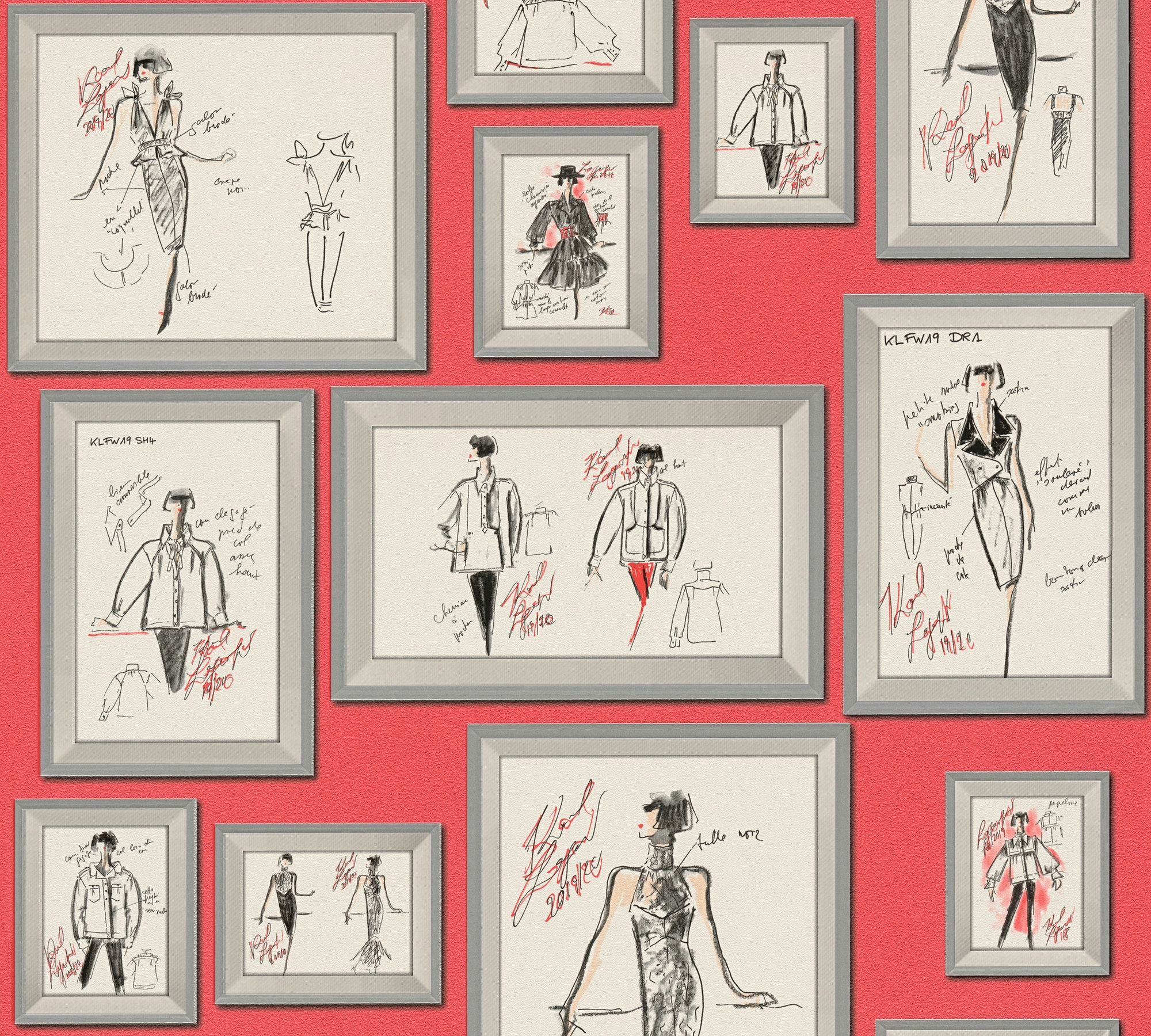 Architects Paper Vliestapete "Sketch" Motiv Strukturmuster Gemustert Leicht Strukturiert Bilderrahmen Tapete Designer Tapeten Wohnzimmer Schlafzimmer
