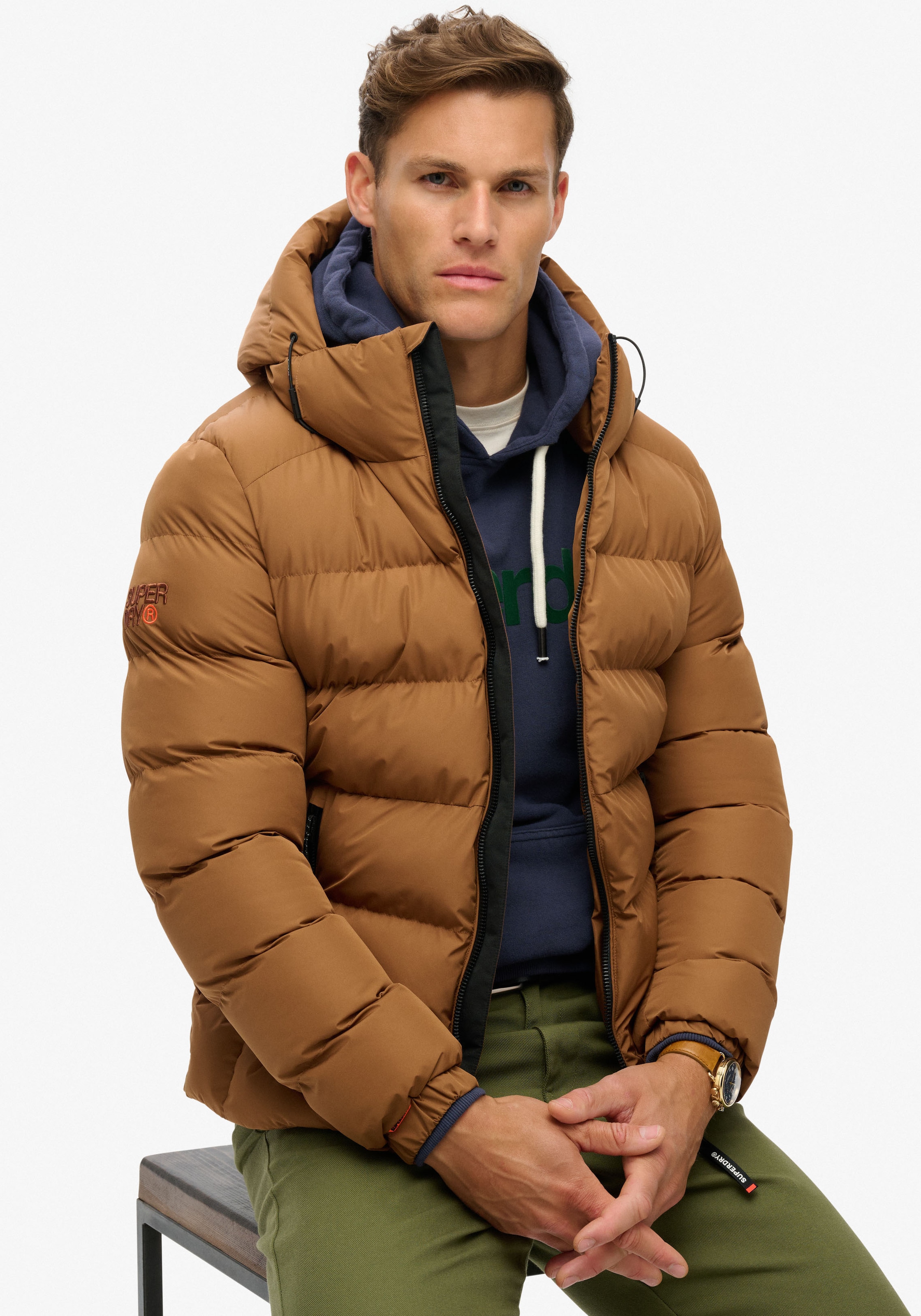 Superdry Steppjacke "HOODED SPORTS PUFFER JACKET" günstig online kaufen