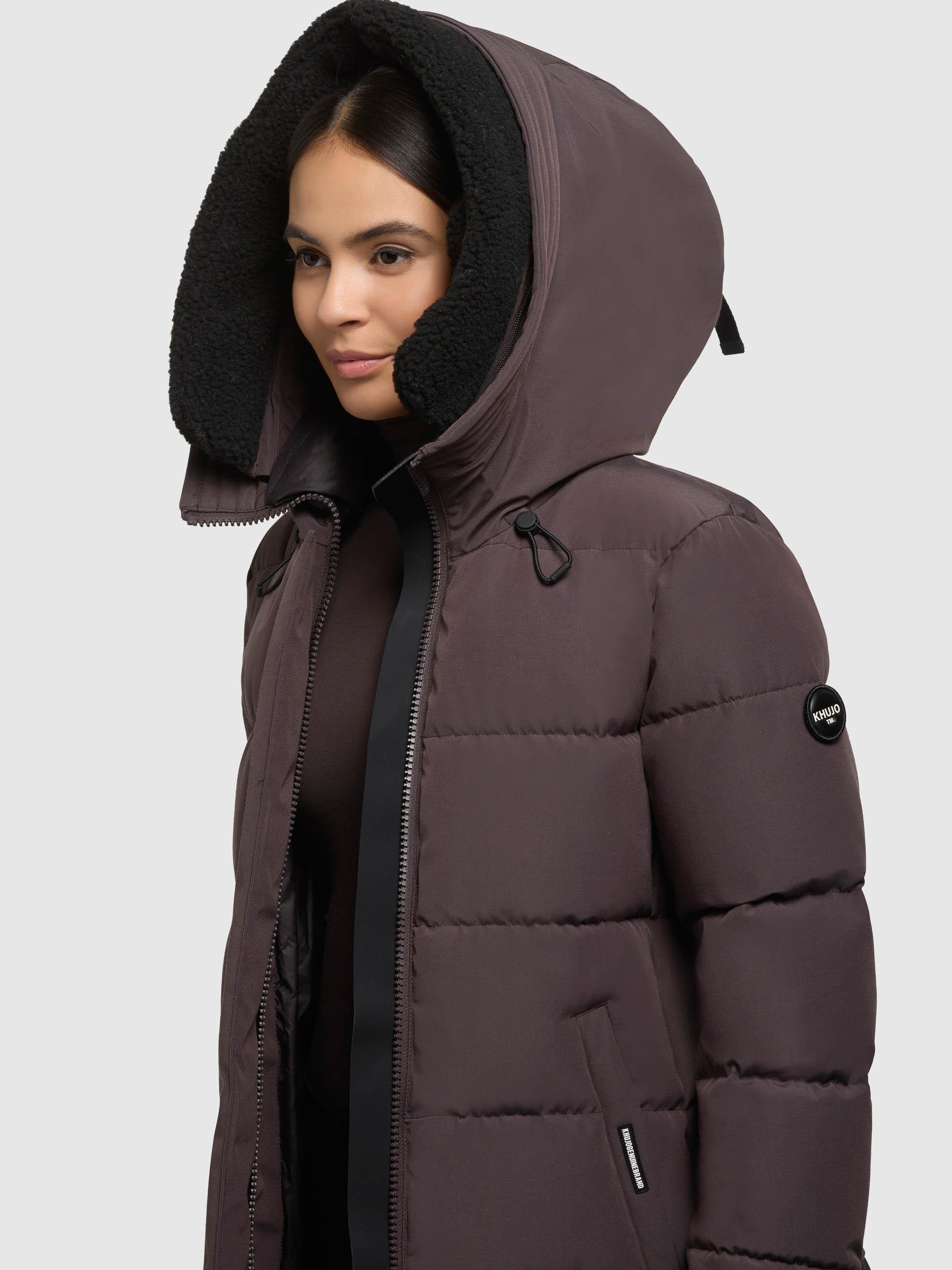 khujo Steppmantel »Kelsi« Langer Damen Mantel mit abnehmbarem Kunstfell-Besatz