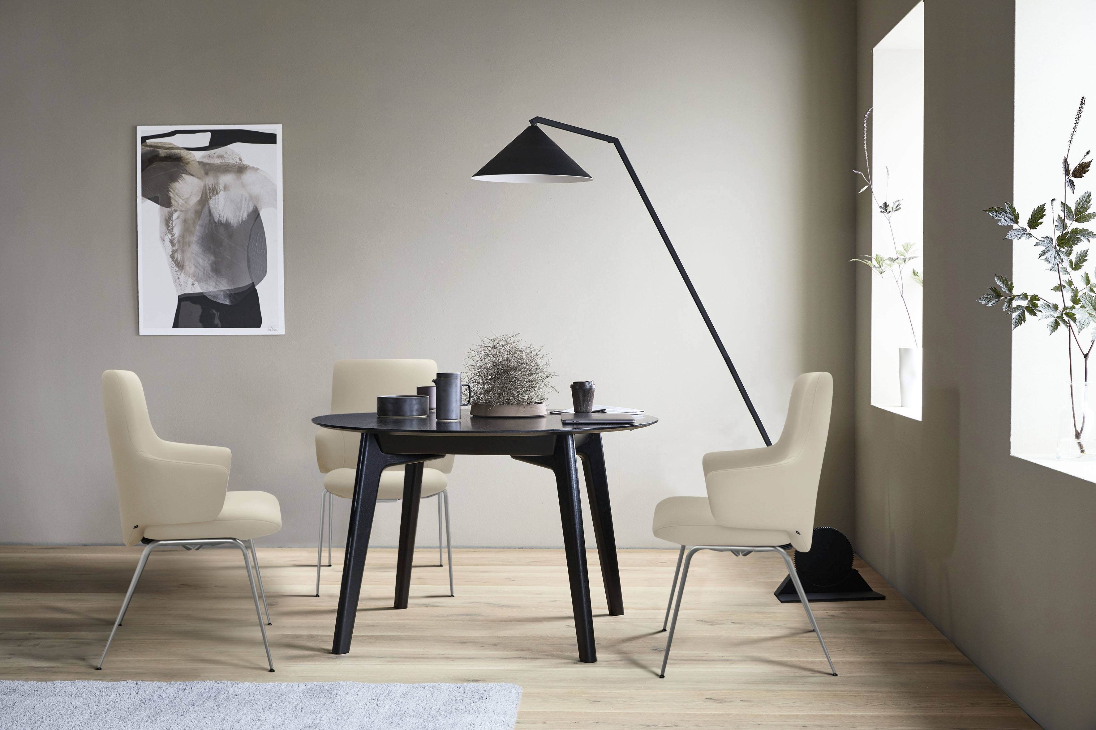 Stressless Polsterstuhl "Laurel" () Low Back mit Armlehne, Größe L, mit Beinen aus Stahl in Schwarz matt