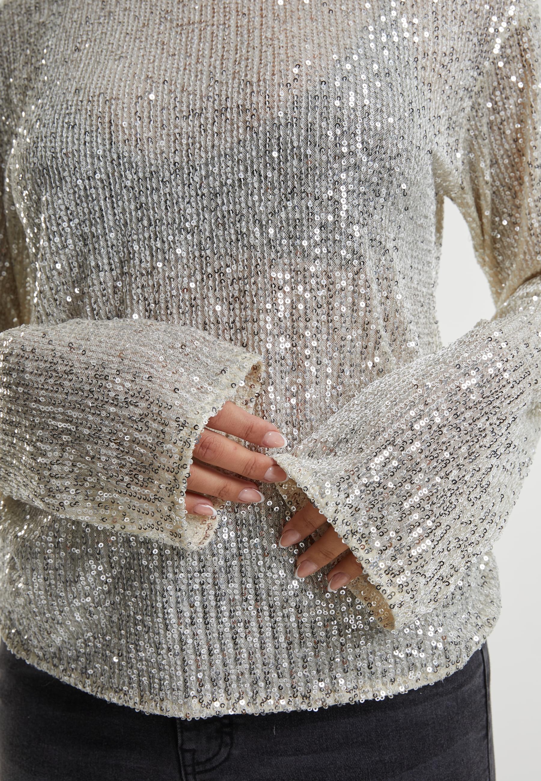 URBAN CLASSICS Longsleeve »Urban Classics Ladies Sequins Longsleeve«, (1 tlg.)