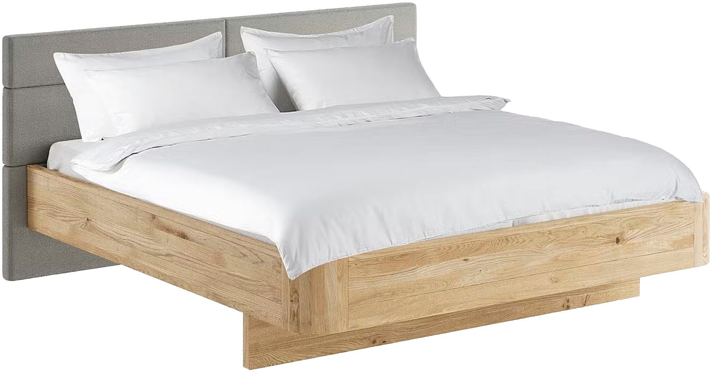 Home affaire Massivholzbett "Latillé in Schwebeoptik" gepolstertes Kopfteil günstig online kaufen
