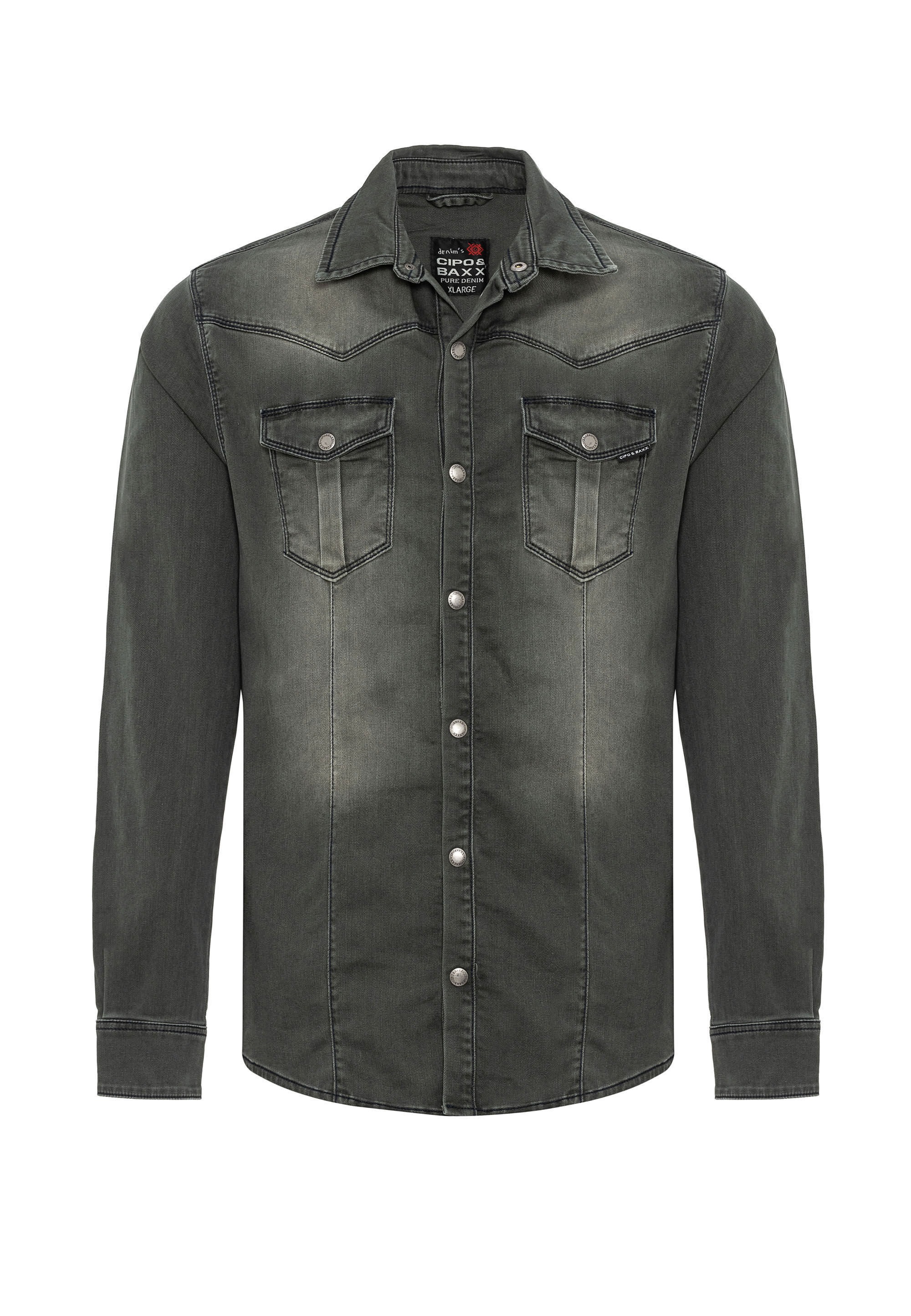 Cipo & Baxx Jeanshemd »CH189« 1 hochwertiger Denim-Stoff