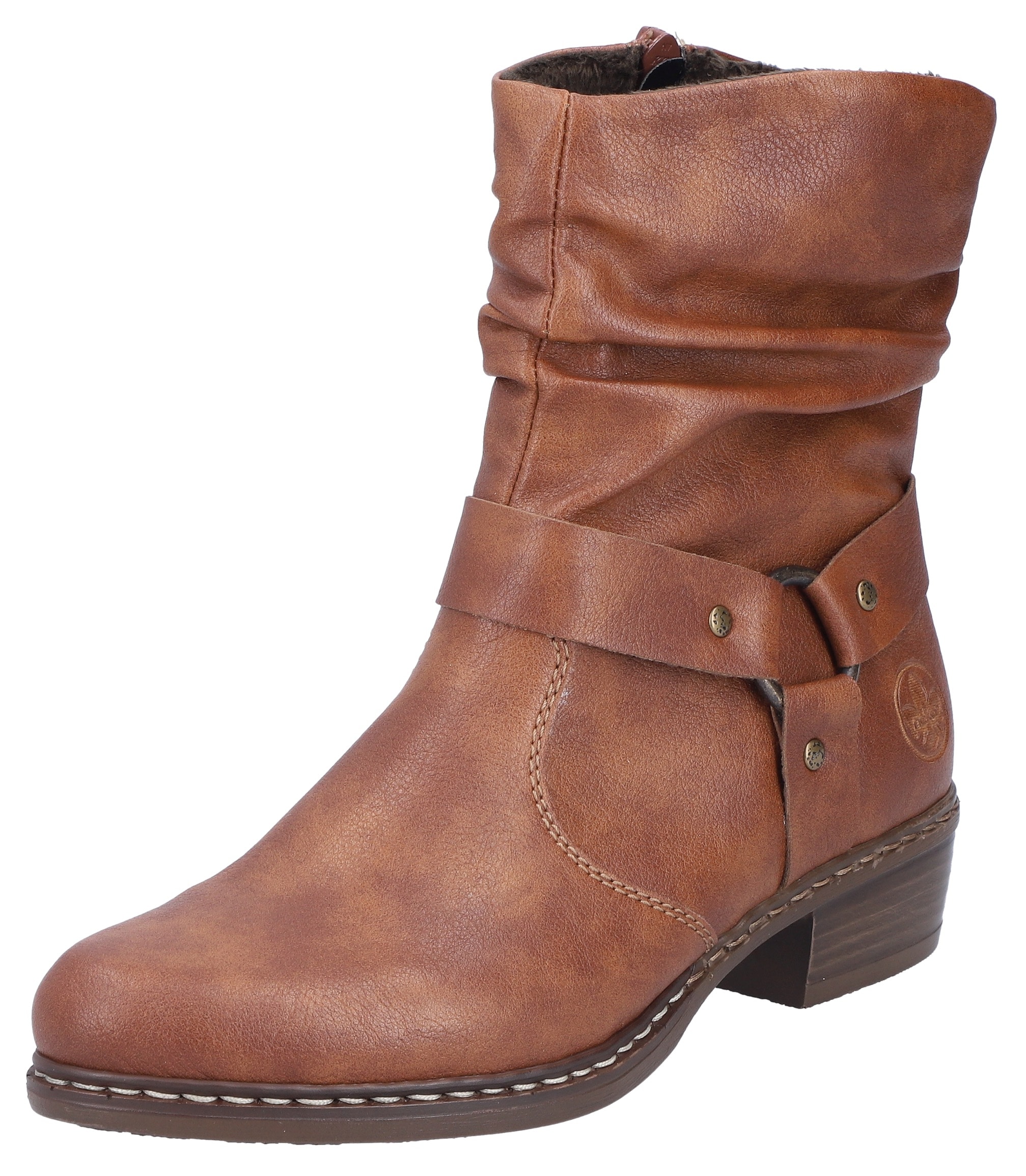 Stiefelette, Cowboyboots, Westernstiefelette, Blockabsatz, mit Zierriemen