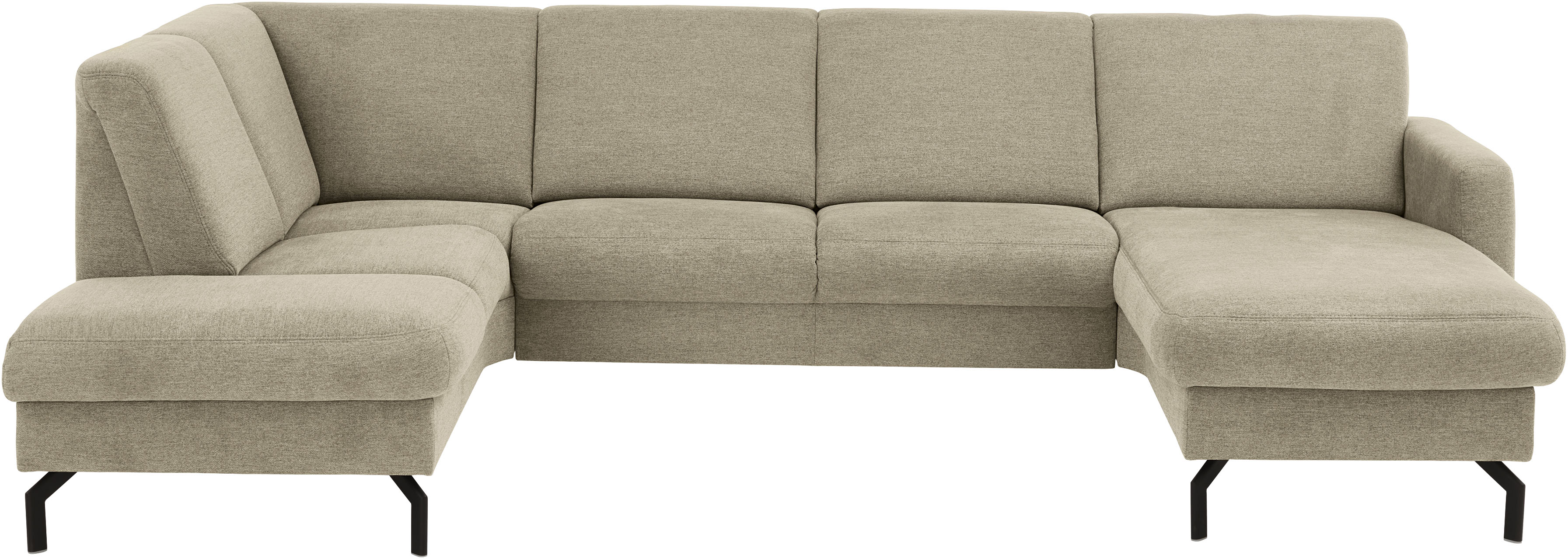 Die PlanBar Wohnlandschaft "PP-PF25099, U-Form, Breite 307cm" Wahlweise mit Kopfstützen, Stauraum und motorischer Vorziehbank